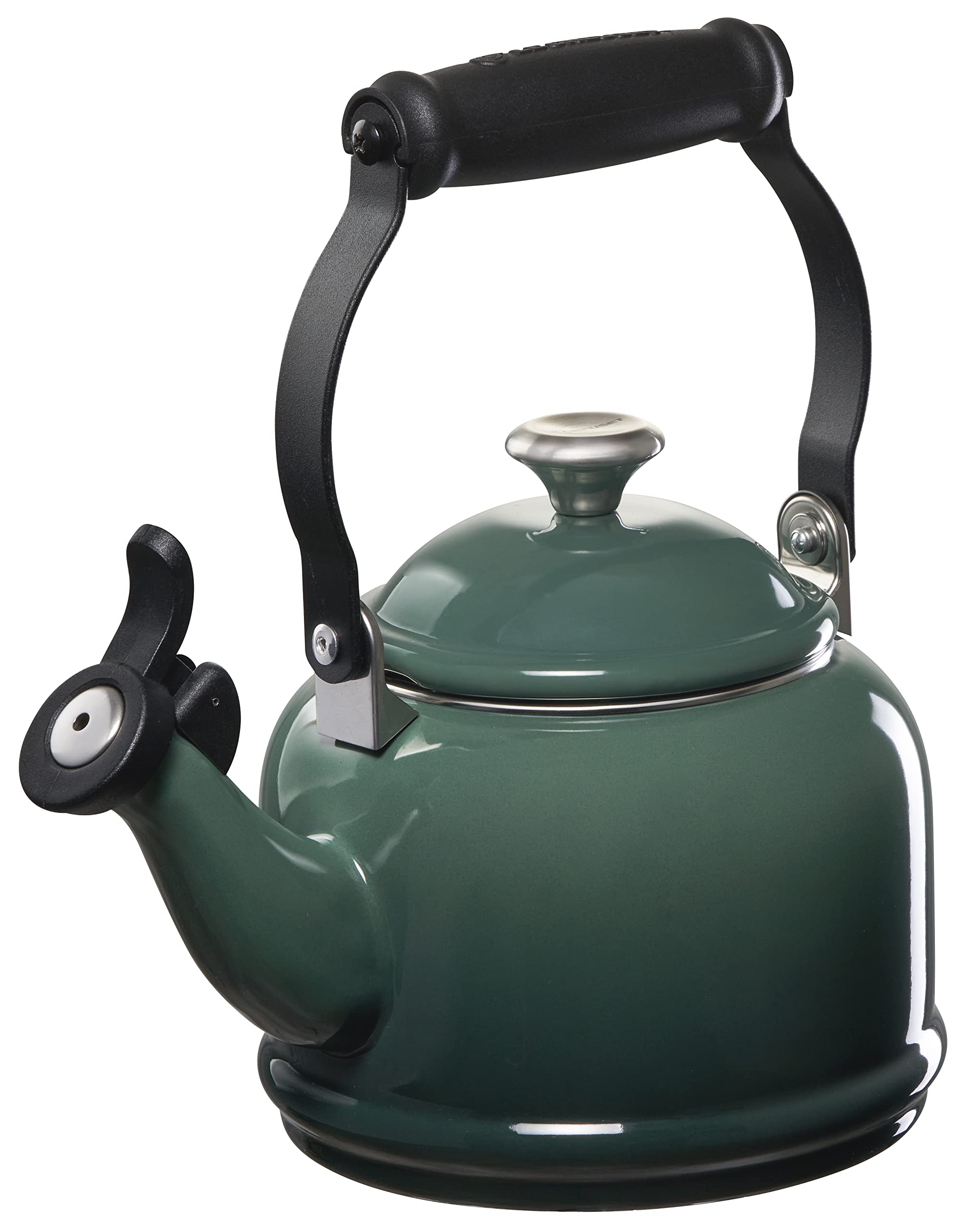 Le Creuset 1.25 qt Enameled Steel Tea Kettle with Metal Handle - Artichaut Green | Stovetop & Induction Compatible | Perfect for Home, Office & Outdoor Tea Brewing