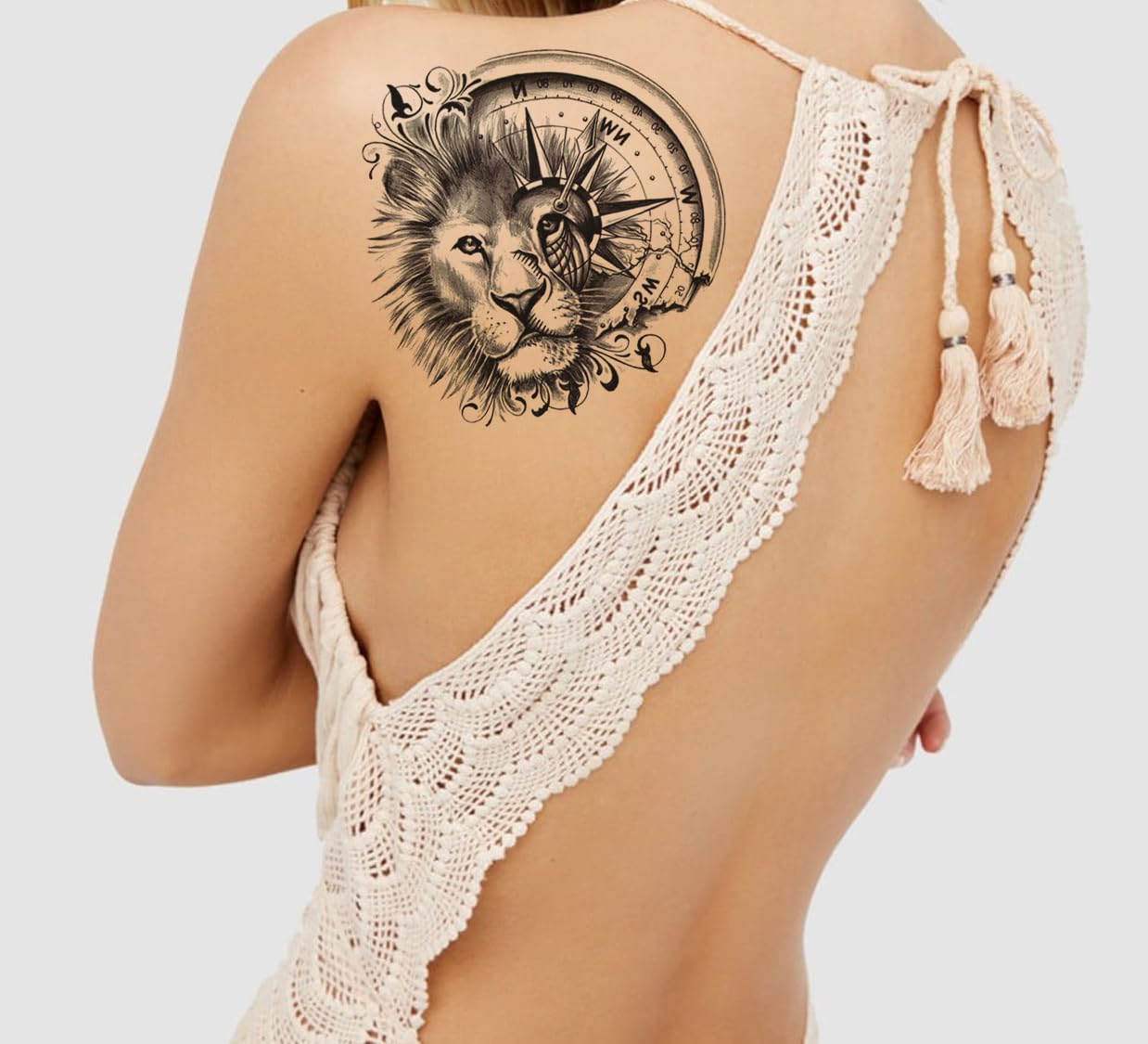 Waterproof Temporary Tattoo Stickers for Men & Women - Realistic 3D Flowers, Butterflies, Stars, Angels, Wolves & Armband Designs (21x15cm) - Perfect for Parties, Halloween, Cosplay & Body Art