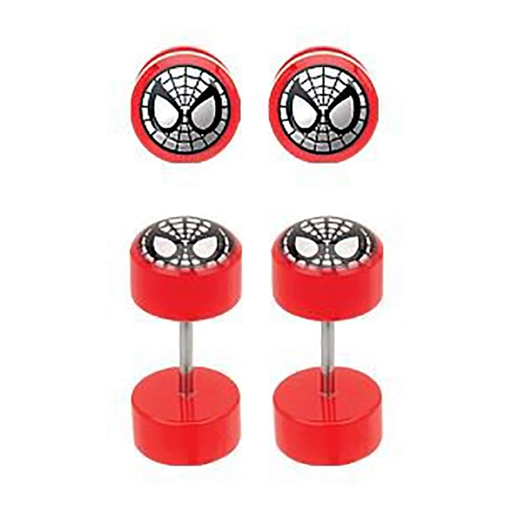 CTBJ Spiderman Red UV Acrylic Fake Ear Plugs for Cartilage - Cool Superhero Costume Accessories for Cosplay, Halloween & Comic Con