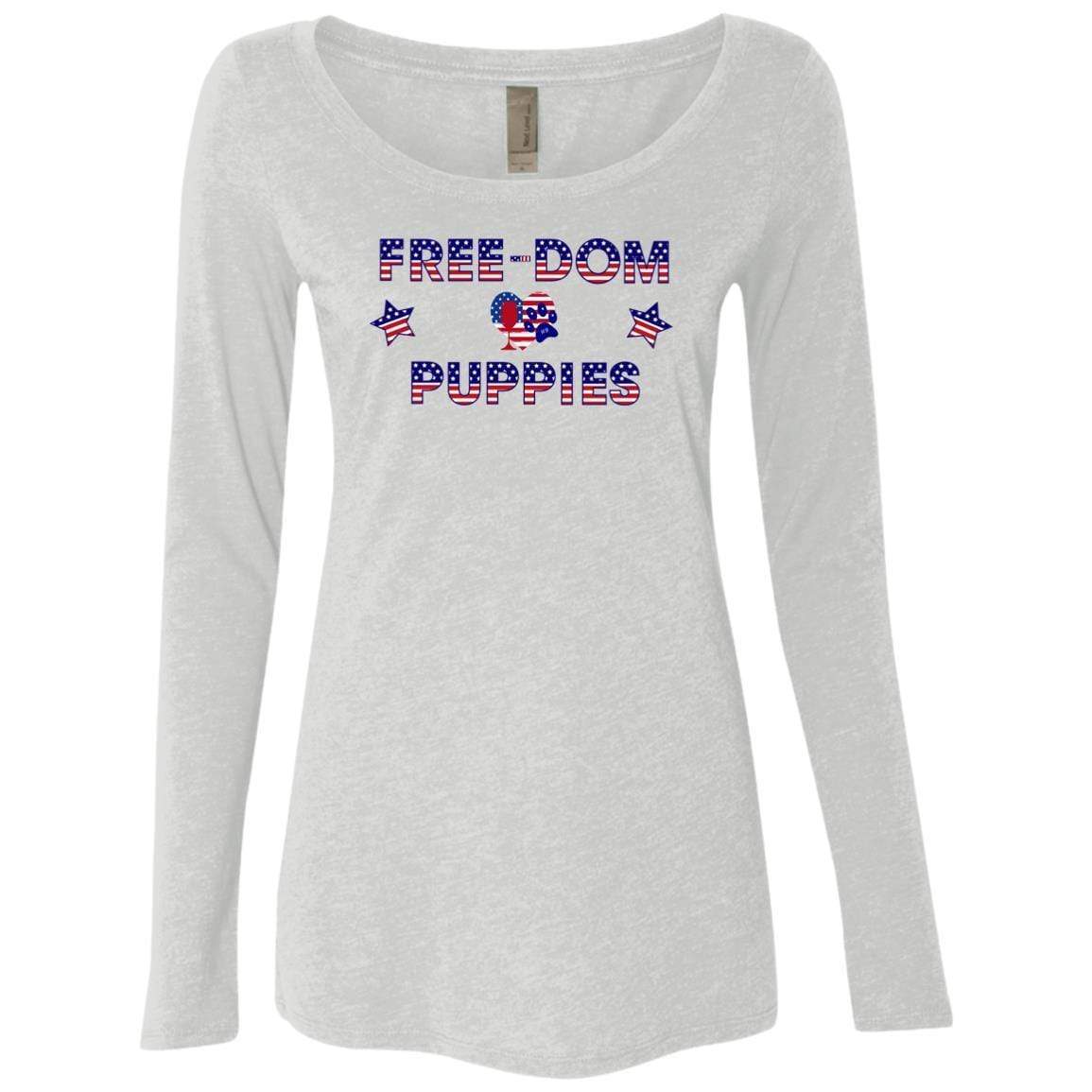 WineyBitches.Co Free Dom Puppies Women's Tri-Blend Long Sleeve Scoop Neck T-Shirt - Soft Comfort Fit for Casual Wear, Lounging & Everyday Outfits