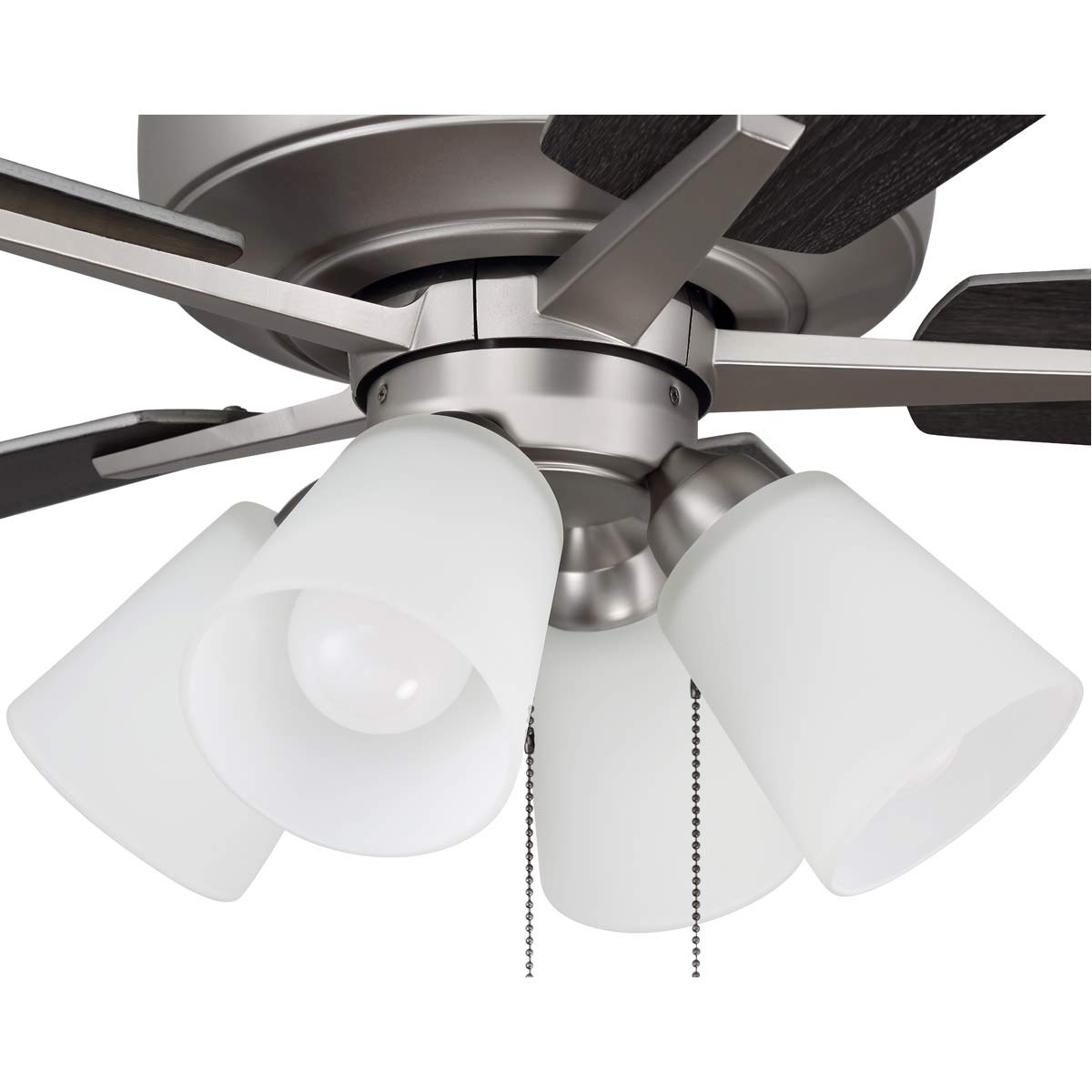 Craftmade S114BN5-60BNGW 60-Inch Indoor Ceiling Fan with LED Light Kit, 5 Reversible Brushed Nickel/Greywood Blades, Pull Chain Control - Perfect for Living Room, Bedroom, and Office Spaces