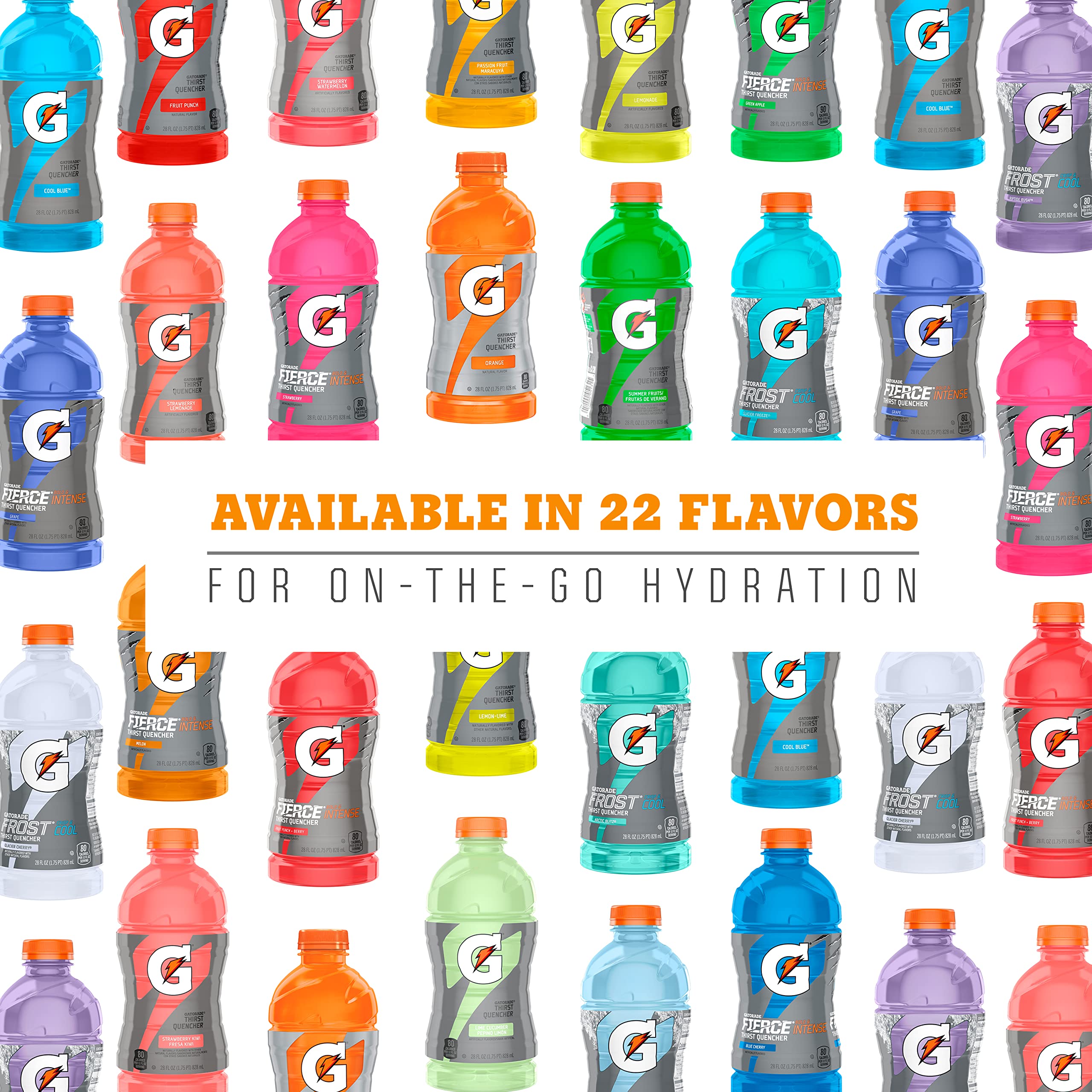 Gatorade Thirst Quencher Sports Drink - Fruit Punch & Cool Blue Flavor Variety Pack (24 Pack of 12oz Bottles) - Perfect for Hydration During Workouts, Sports & Outdoor Activities