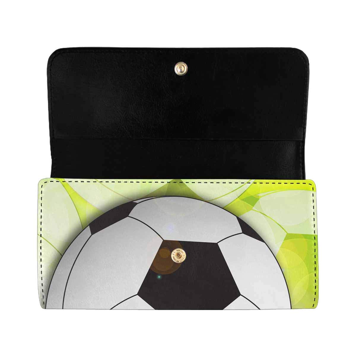 INTERESTPRINT Women's Trifold Long Clutch Wallet - PU Leather Card Holder with Food & Drink Neon Sign Design - Perfect for Parties, Nightlife & Everyday Use