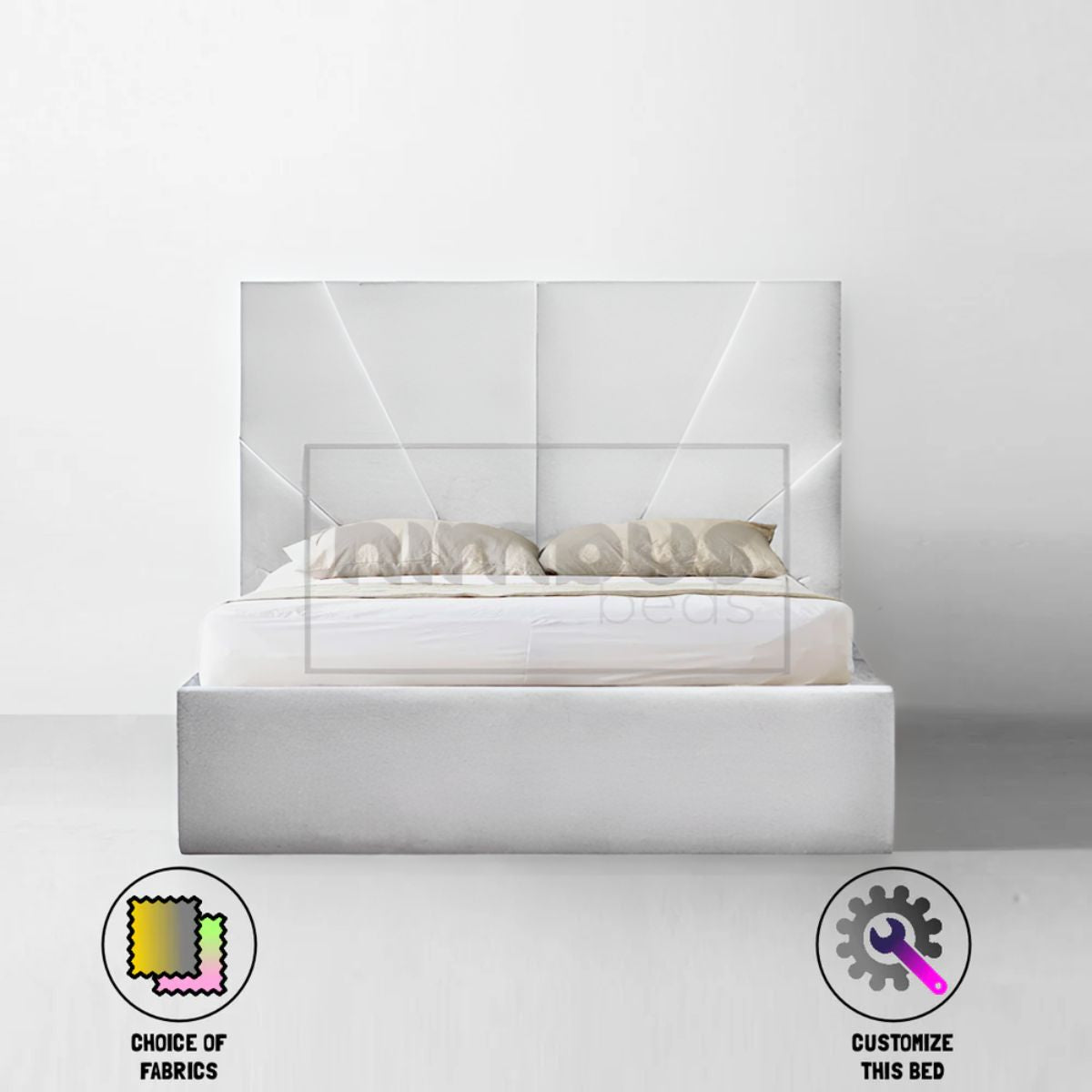 Modern Sunset Bed Frame - Queen Size Wooden Platform Bed with Headboard & Storage - Perfect for Bedroom, Guest Room & Small Spaces