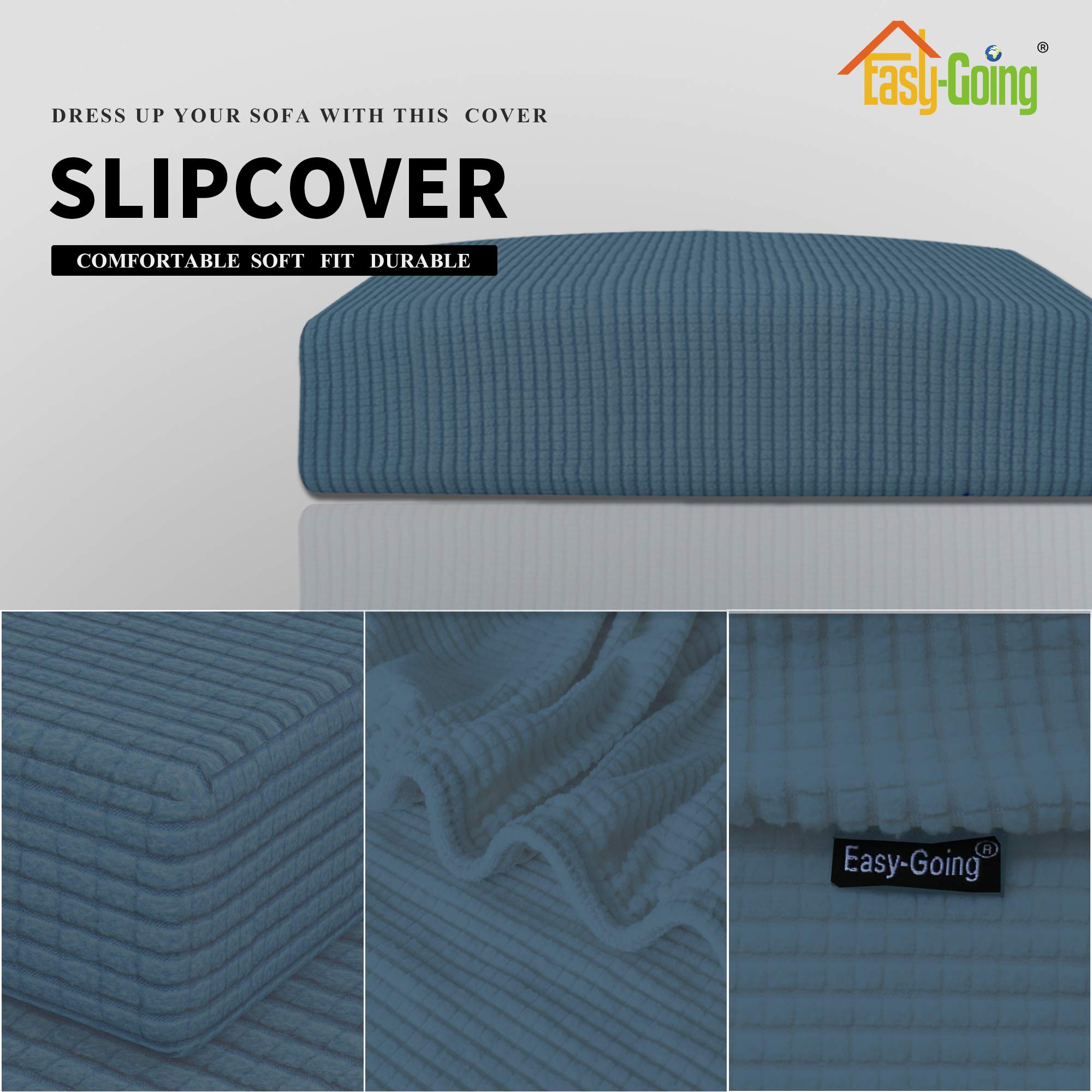 Stretchable Sofa Cushion Cover - Elastic Bottom Furniture Protector for Couches, Chairs & Loveseats | Soft Flexible Slipcover (Bluestone) | Perfect for Living Room, Office & Home Decor