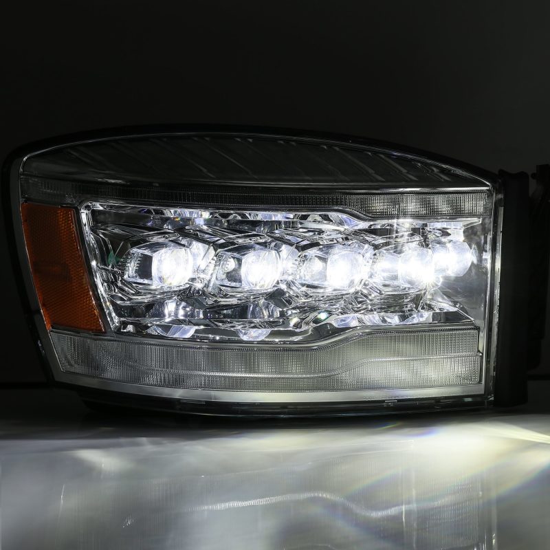 AlphaRex NOVA LED Projector Headlights for Dodge Ram 1500 (2006-2008) & 2500/3500 (2006-2009) - Chrome Housing - High Performance Lighting for Off-Road & Night Driving