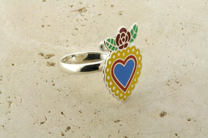 Blue Enamel Flying Heart Adjustable Ring - Elegant Jewelry for Women, Perfect for Valentine's Day Gifts, Anniversary or Everyday Wear