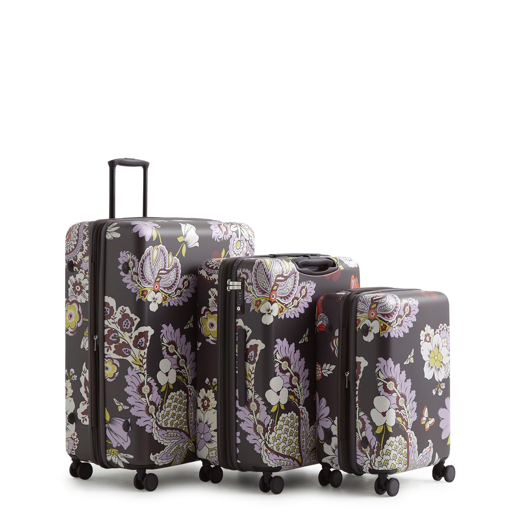 Vera Bradley Women's 3-Piece Hardside Luggage Set - Subtle Bouquet Floral Pattern | Lightweight Spinner Suitcase for Travel, Business Trips & Weekend Getaways