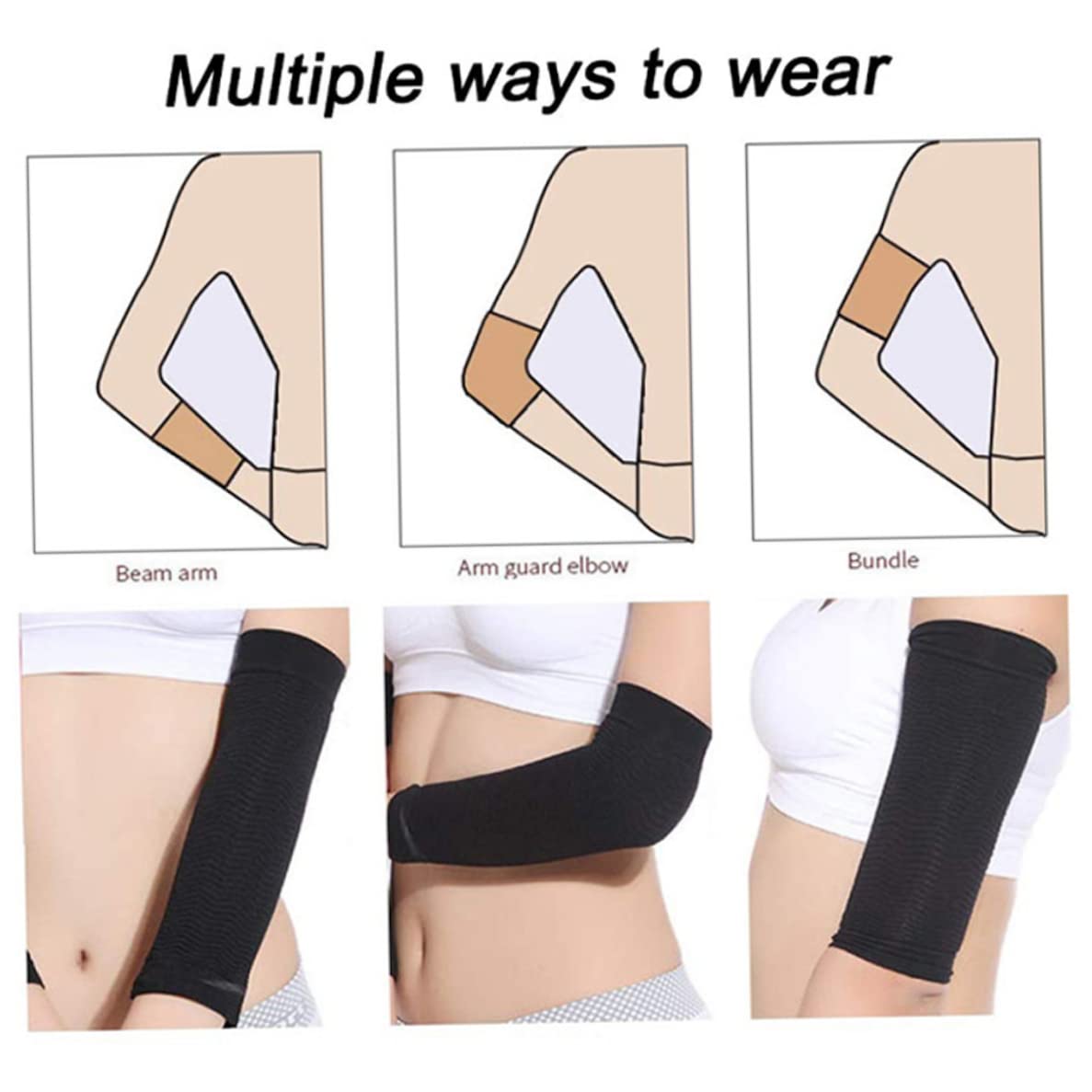 Women's Arm Shaper Sleeves - 2 Pack Black Compression Arm Sleeves for Toning & Slimming Upper Arms | Unisex Design for Women & Men | Perfect for Workouts, Yoga, and Everyday Wear