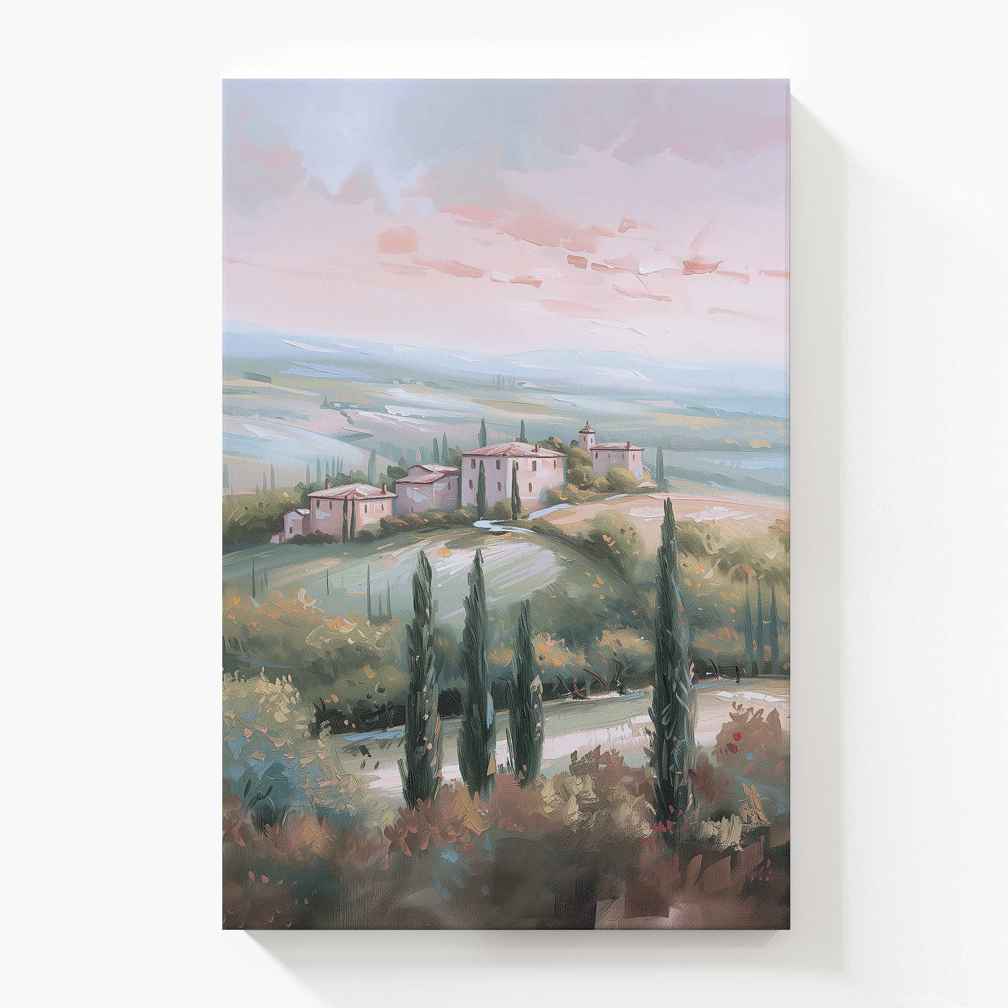 Tuscany Sunset Landscape Large Canvas Print - Dusk's Glow Wall Art for Living Room, Bedroom & Office Decor