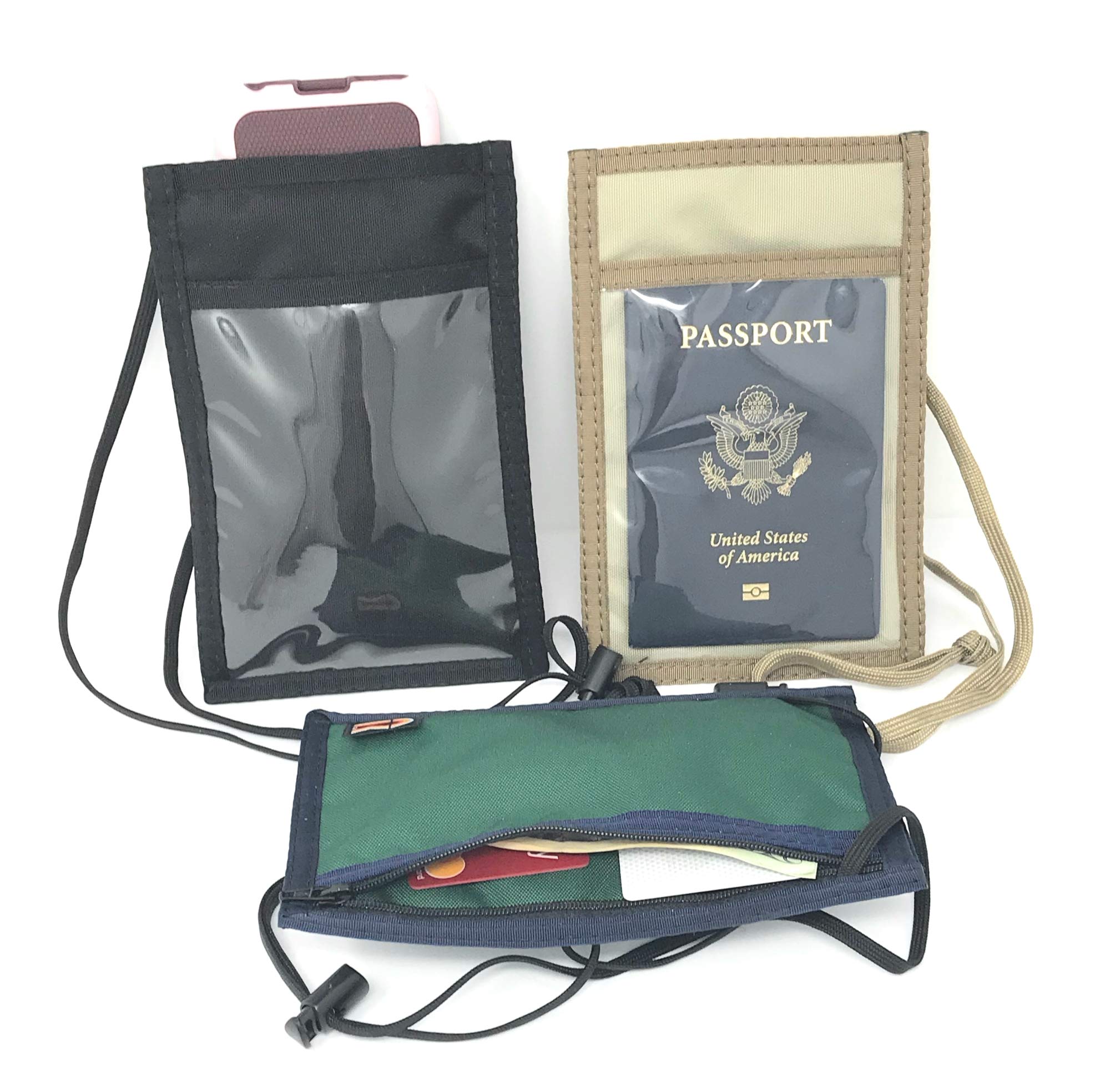 RFID Blocking Passport Holder & Wallet Protector - Anti-Theft Travel Neck Pouch for Cell Phone & ID - Made in USA (Black) - Perfect for Airports, Commuting & Secure Travel Accessories