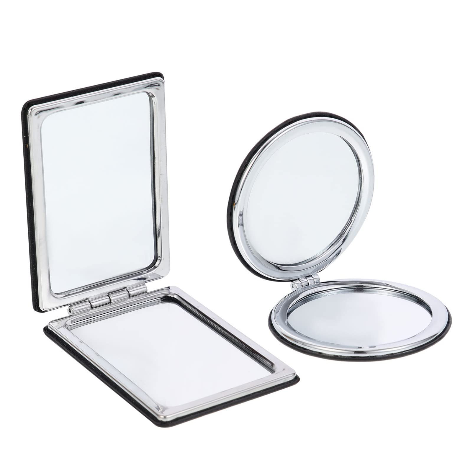 FRCOLOR Vintage Round Compact Mirror - 2 Pack Small Folding Handheld Travel Mirror for Makeup, Outdoor & Pocket Use | Portable Circle Mirror for Cosmetics, Camping & Home Decor
