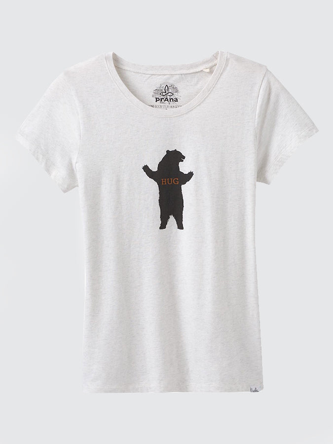 Prana Graphic Women's Short Sleeve T-Shirt - White Bear Print - Comfortable Casual Tee for Yoga, Hiking & Everyday Wear