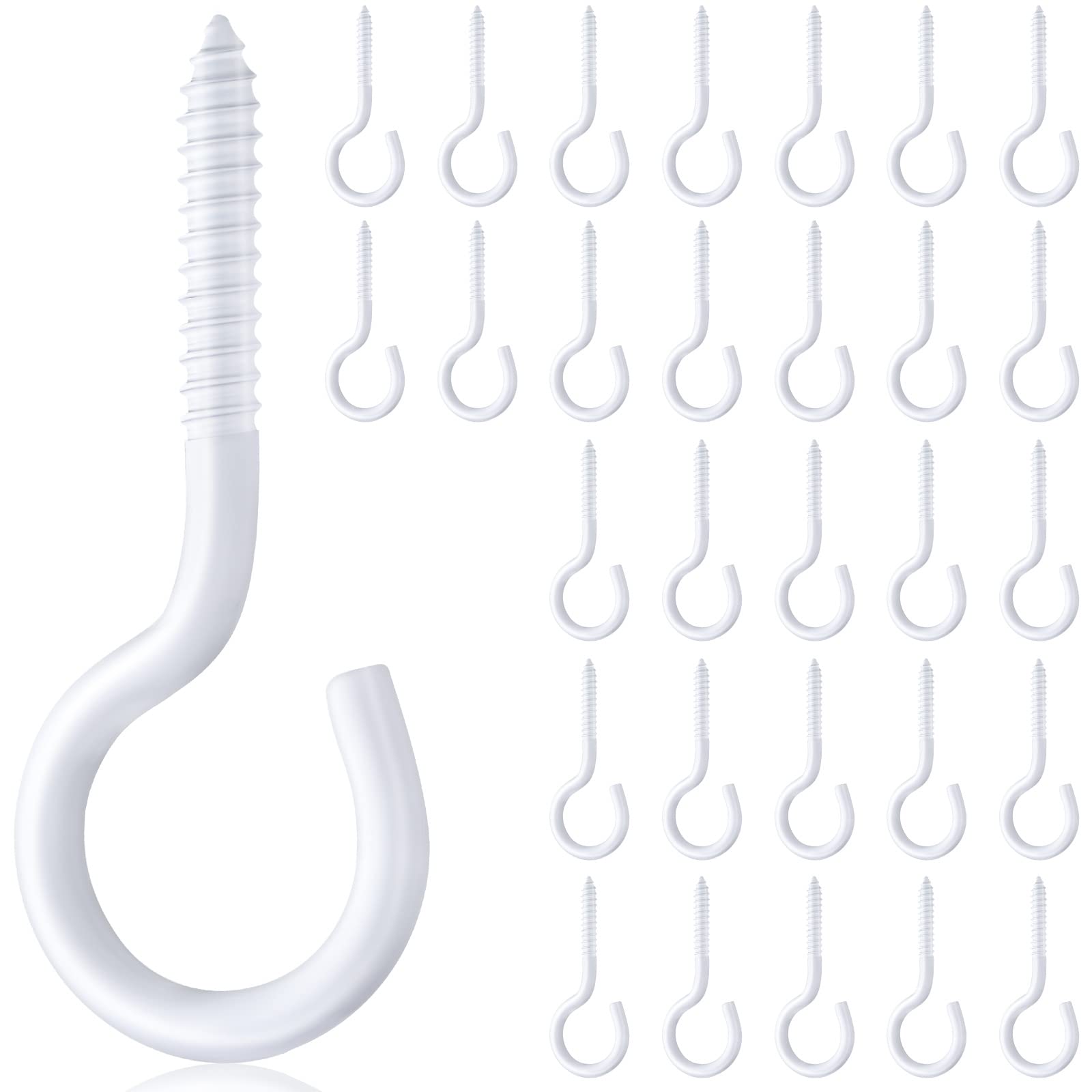 Mudder 30-Piece White Christmas Light Hooks - Outdoor Screw-In Hangers for String Lights, Fairy Lights, LED Decor - Perfect for House, Garage, Party & Holiday Decorations