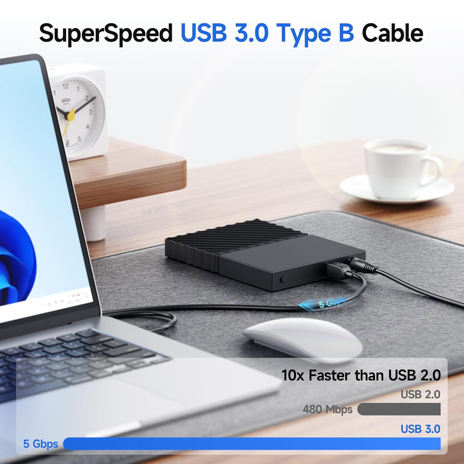 Cable Matters USB C to USB B 3.0 Cable - 1m High-Speed Data Sync & Charging Cord for Printers, Scanners, Audio Interfaces & More