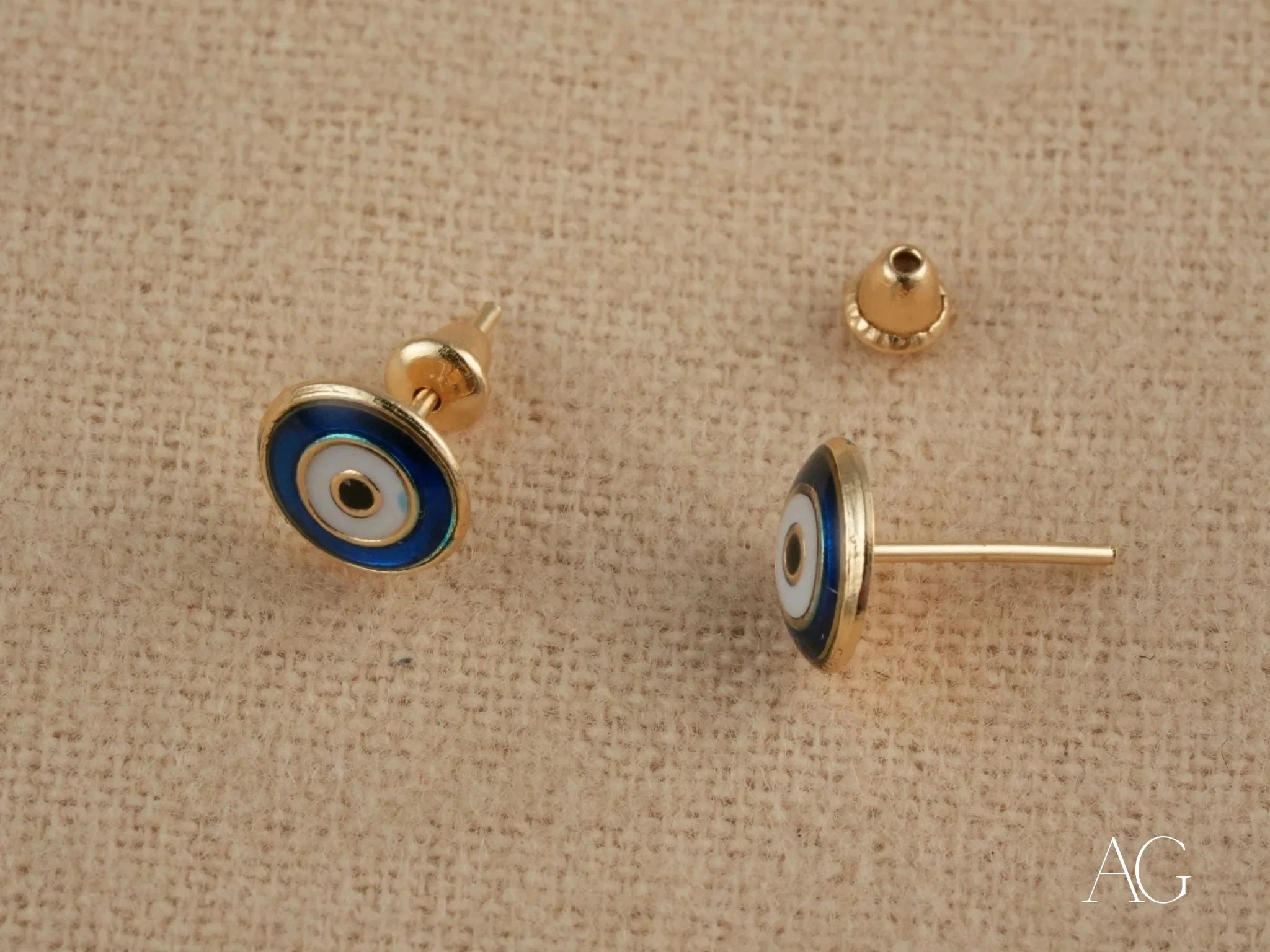 18K Gold Evil Eye Stud Earrings for Women - Mystic Protection Jewelry - Perfect for Daily Wear, Gifts & Spiritual Healing