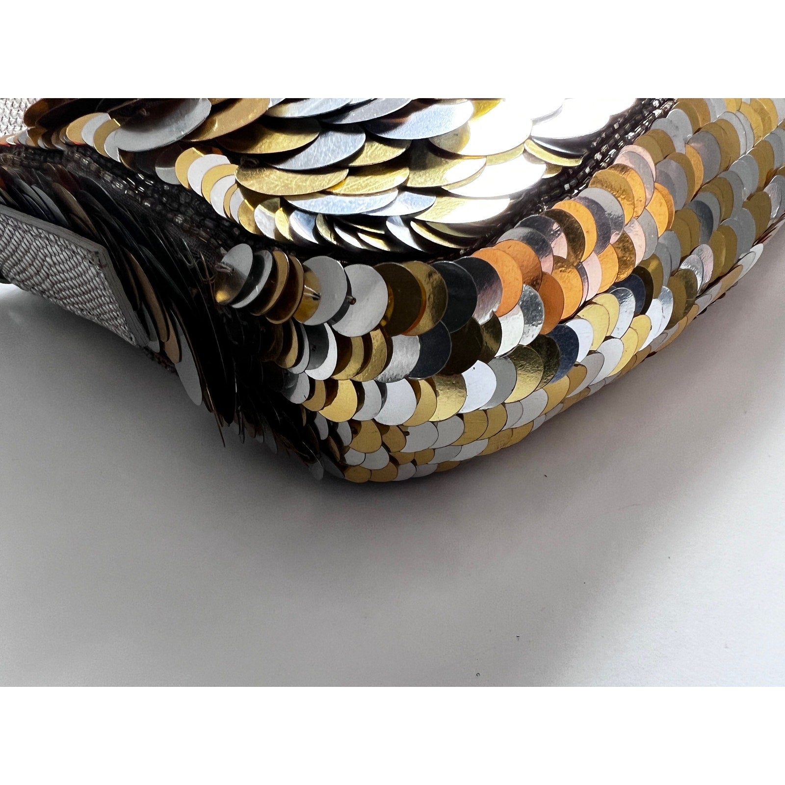 Vintage Fendi Silver & Gold Paillette Baguette Bag - Luxury Evening Clutch for Parties, Weddings & Special Occasions