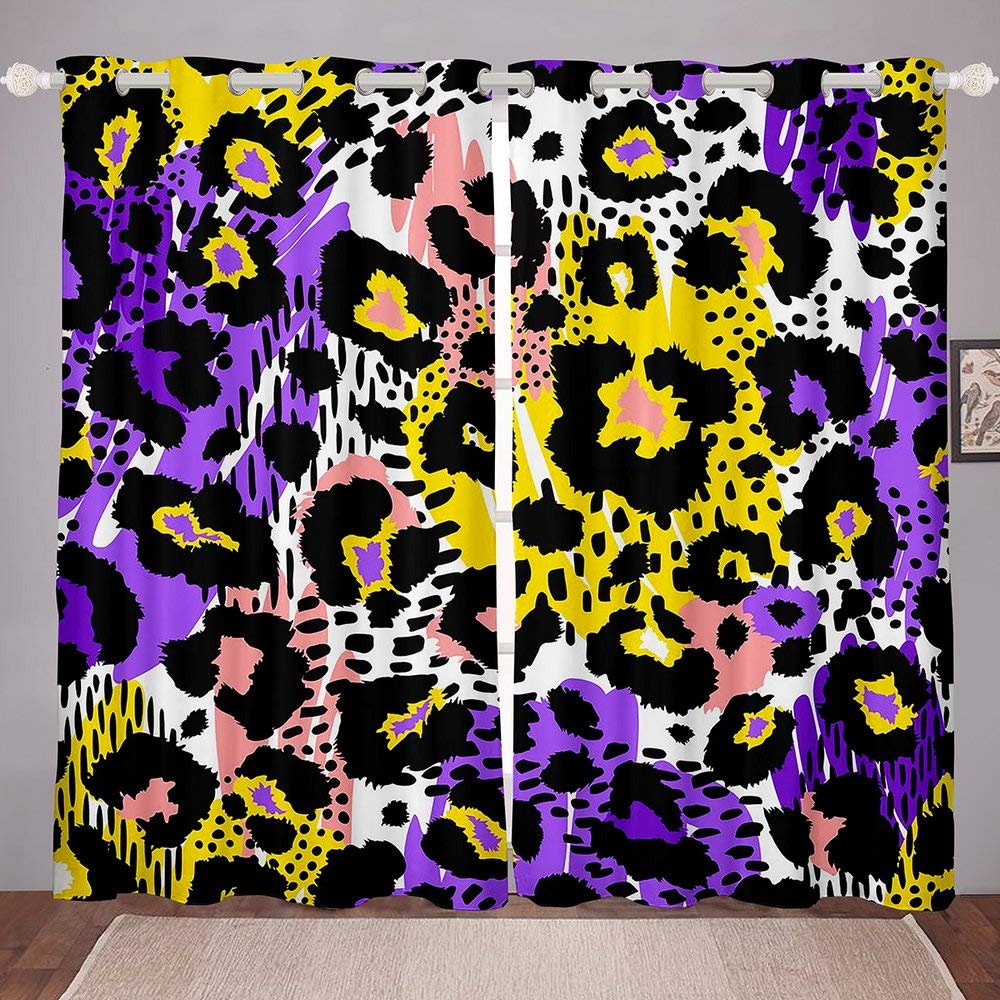 Colorful Leopard Print Curtains for Bedroom - 52