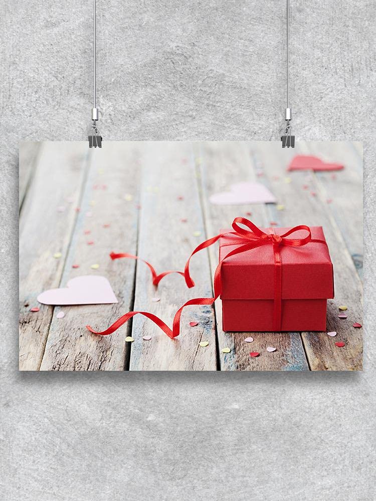 Elegant Red Gift Box Poster - Perfect for Christmas, Birthdays & Party Decorations | Premium Quality for Home & Office Wall Art