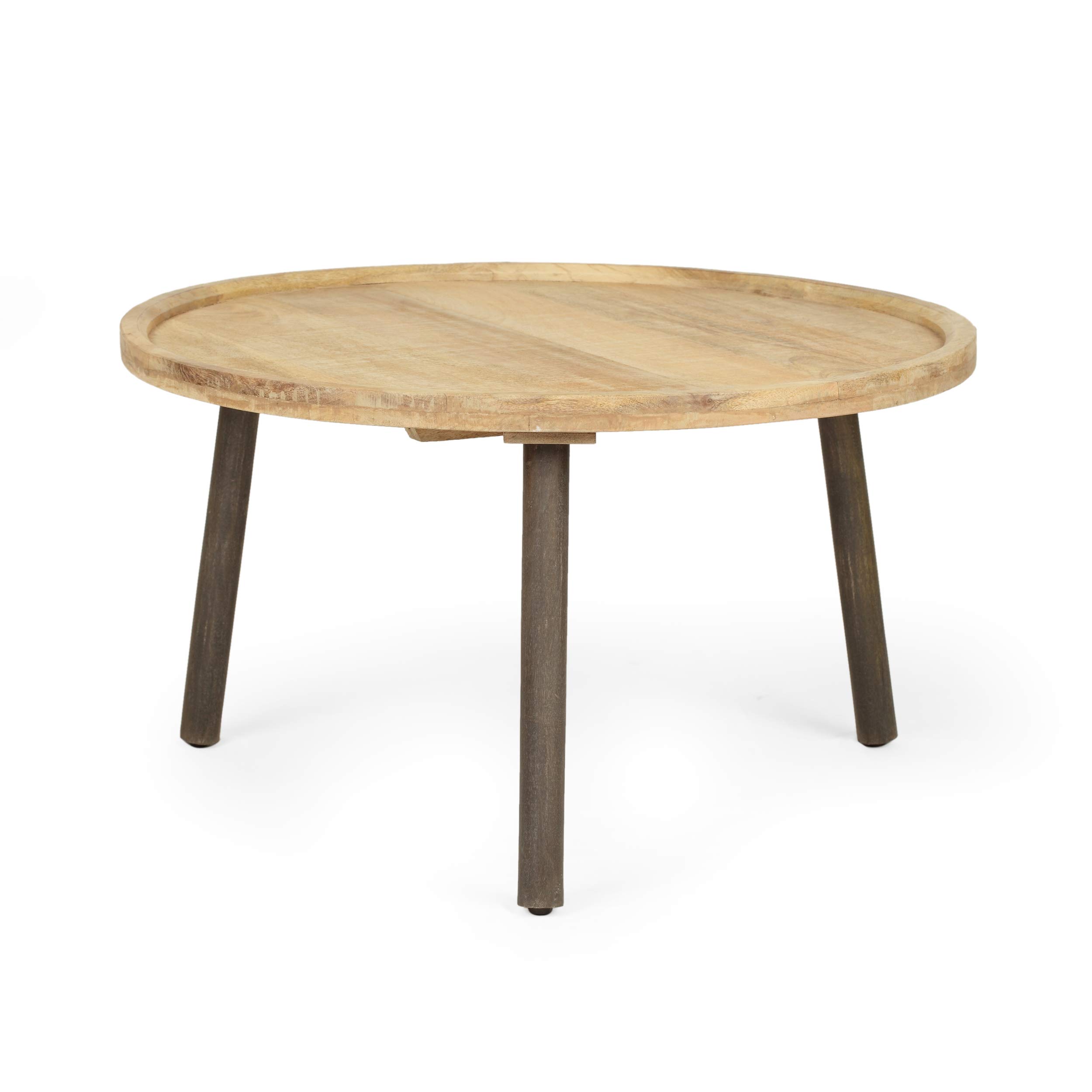 GDFStudio Mango Wood Coffee Table - Natural & Black Finish | Modern Living Room Furniture for Home Decor & Entertainment Spaces