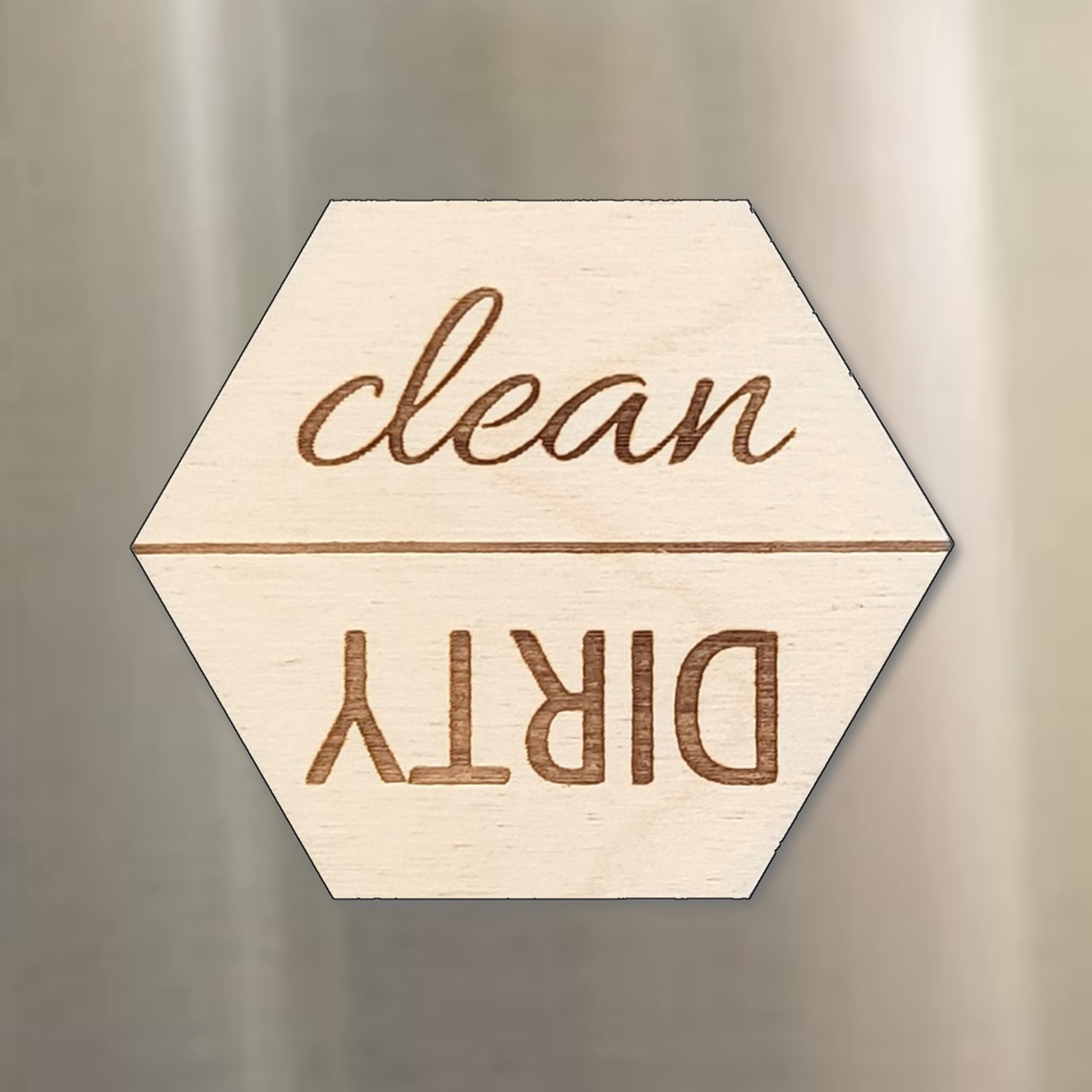 Reversible Wooden Dishwasher Magnet Sign - Clean Dirty Indicator for Kitchen Organization, White Birch - Perfect for Home, Office, and RV Use