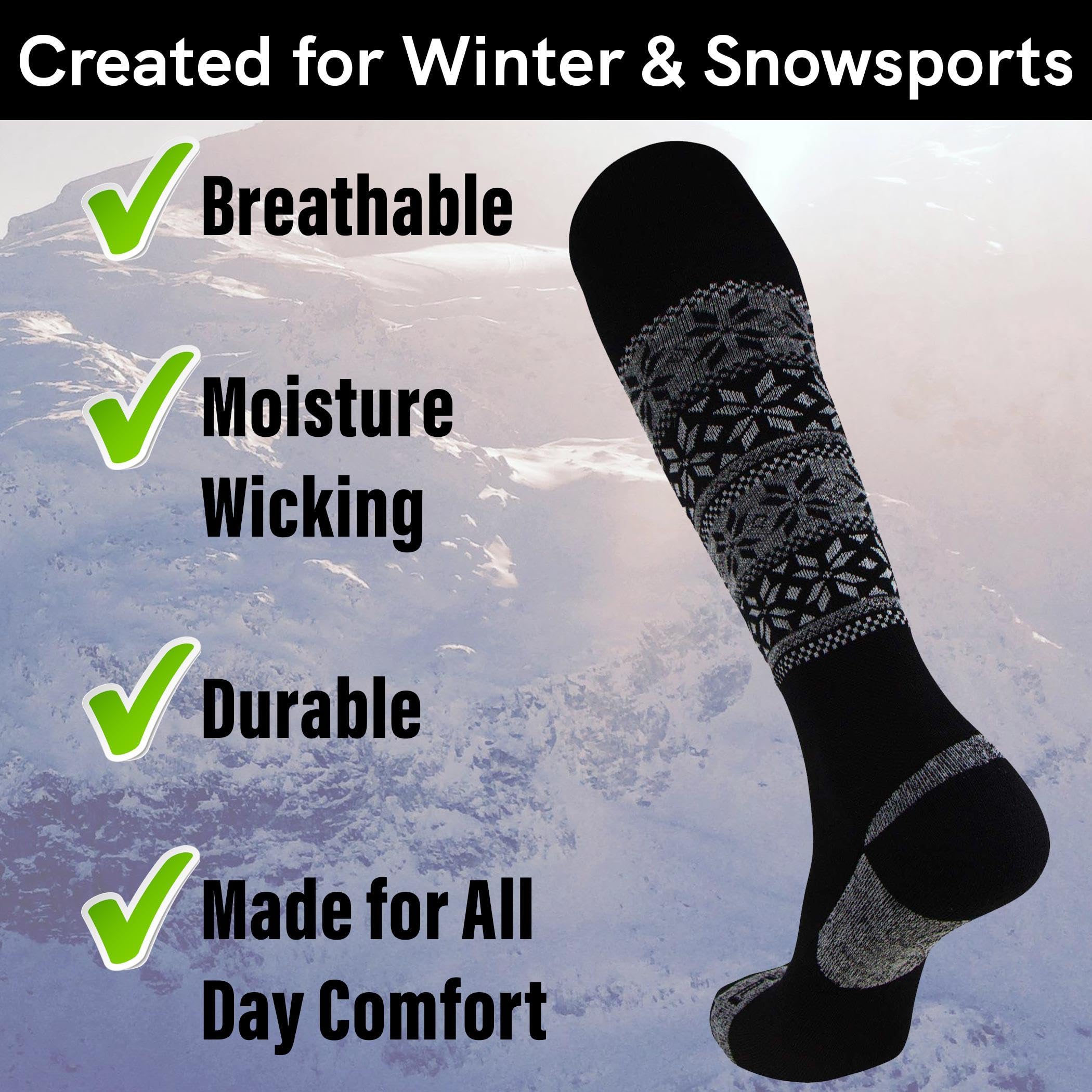 Alpaca Wool Ski Socks for Men & Women - Ultra Warm Thermal Socks for Skiing, Snowboarding & Winter Sports - Perfect for Cold Weather Outdoor Activities