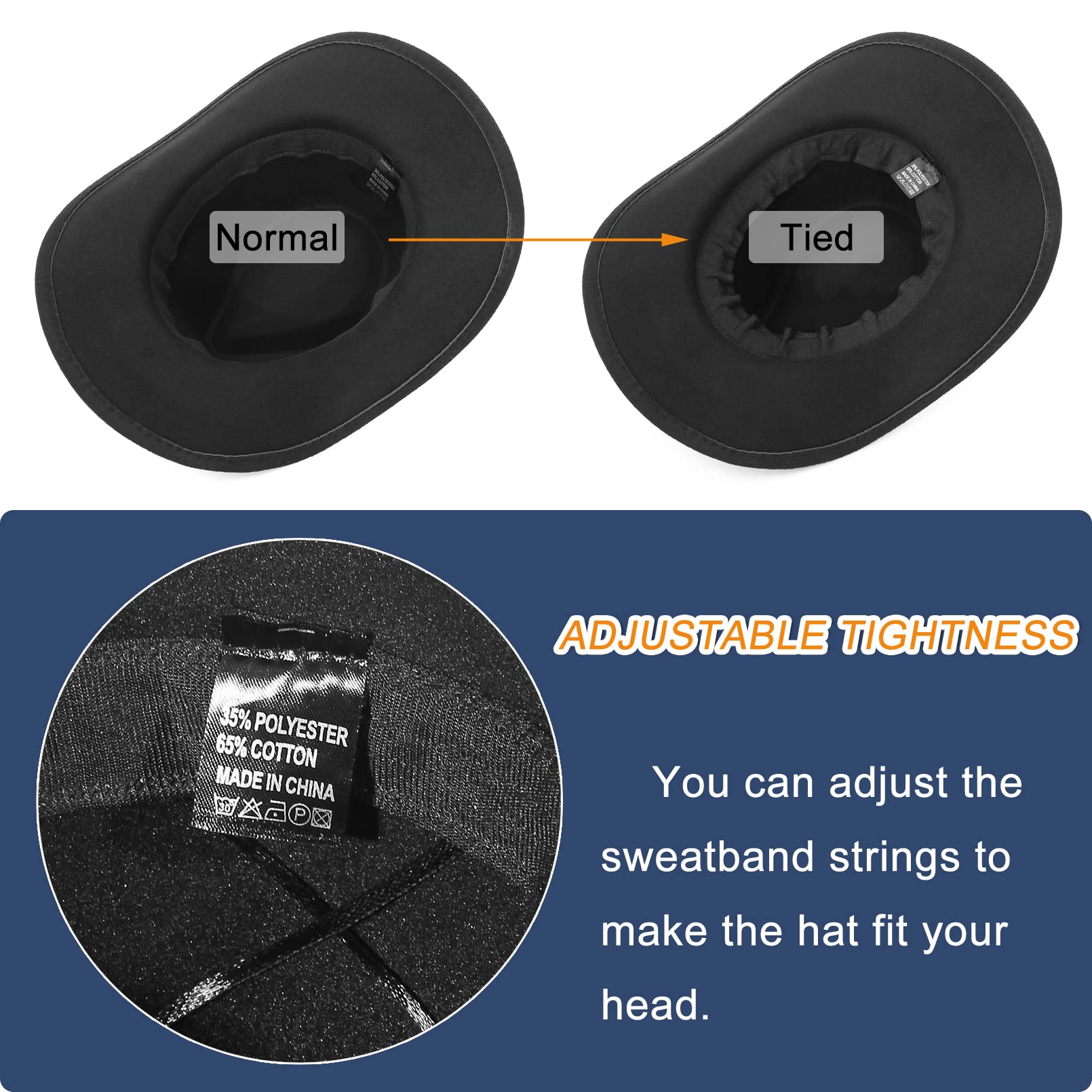 GEMVIE Crushable Roll-Up Brim Cowboy Hat for Men & Women - Western Style Cowgirl Hat with Belt Buckle - Perfect for Rodeo, Country Music Festivals & Outdoor Adventures