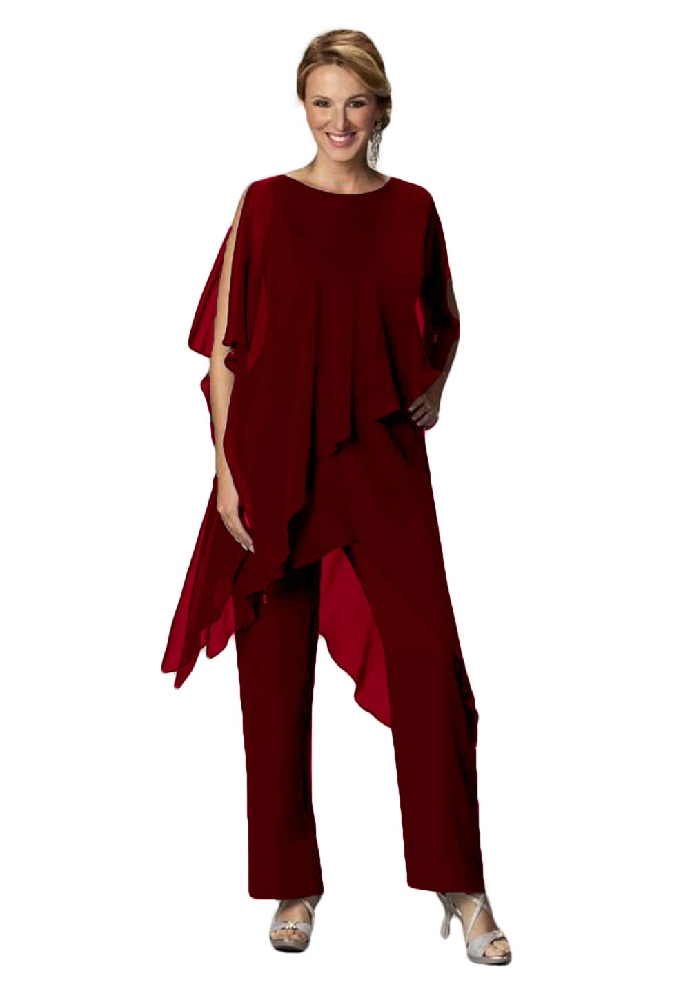 CY Women's 2-Piece Chiffon Pantsuit Set - Elegant Wedding Guest Outfit & Mother of The Bride Dress | Perfect for Formal Events, Bridal Showers, and Special Occasions