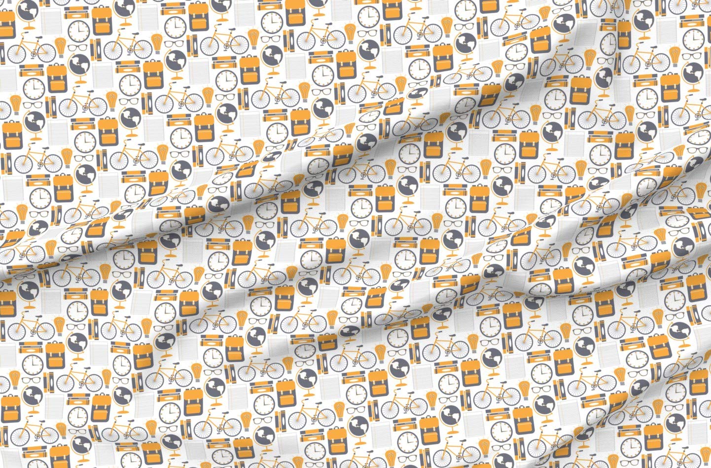 Bicycle & Book Printed Minky Fabric Fat Quarter - Soft Plush for Baby Blankets, Quilt Backing & Sewing Projects - Perfect for DIY Crafts, Home Decor & Nursery Accessories
