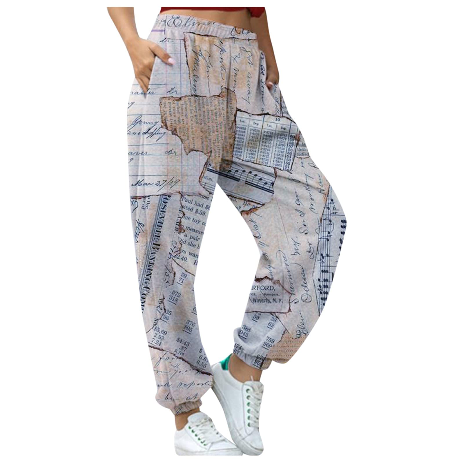 Qvkarw Women's Harem Pants - Floral Print Loose Fit Yoga Pants with Pockets | Mid Waist Wide Leg Trousers for Yoga, Lounge & Casual Wear