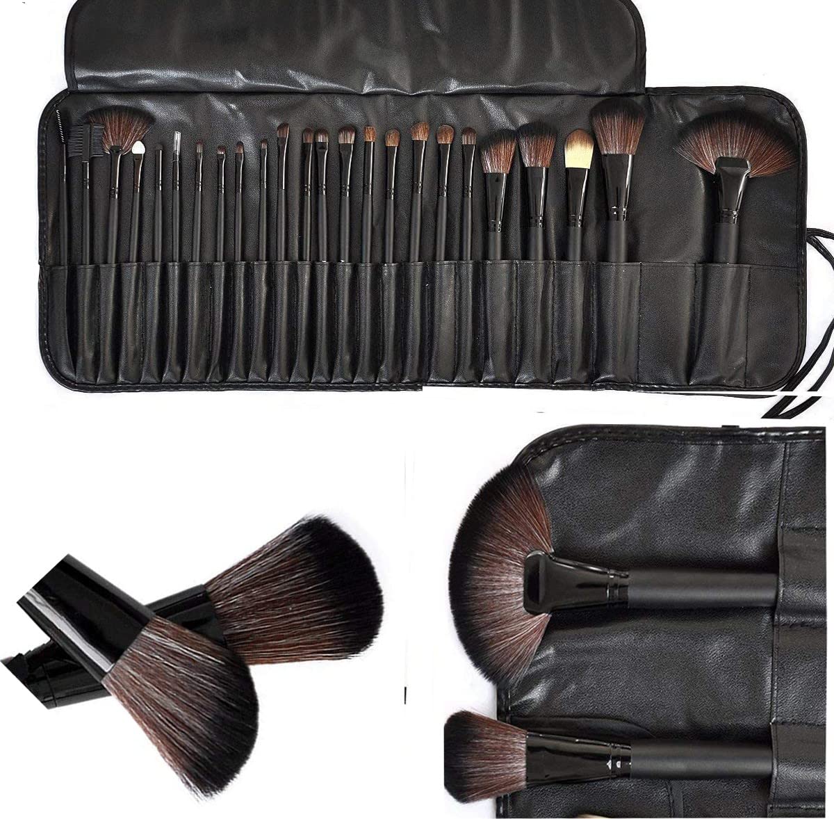 Premium Synthetic Kabuki Makeup Brush Set - Foundation, Blush, Eyeshadow & Blending Sponge with Brush Cleaner - Perfect for Professional & Everyday Makeup Application