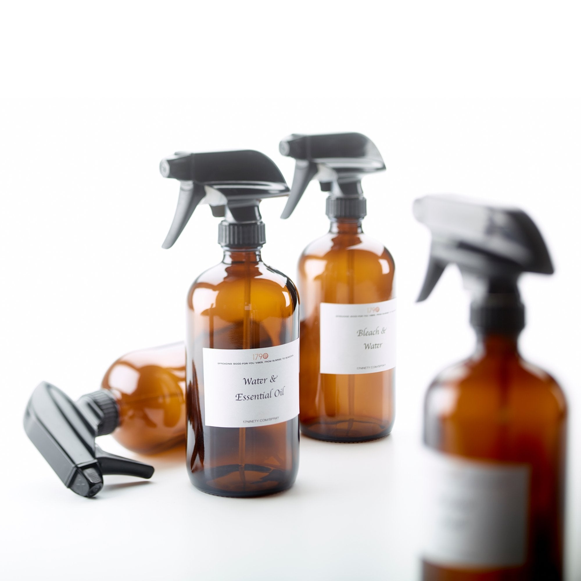 16oz Amber Glass Spray Bottles with Labels, Caps & Funnel - BPA Free Boston Round Bottle for Essential Oils, Cleaning, Hair Care & DIY Solutions - Perfect for Home, Kitchen, Salon & Travel Use
