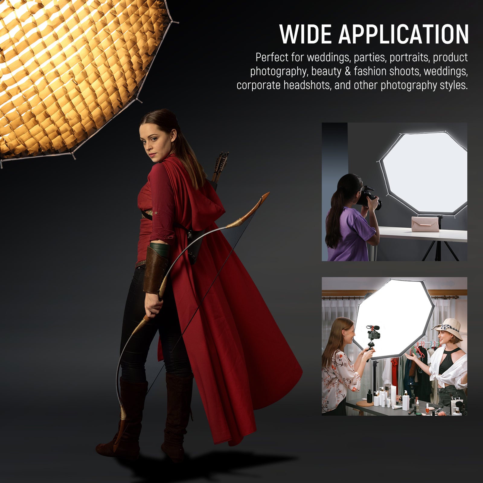 NEEWER 65CM/90CM/95CM Quick Release Octagonal Softbox - Professional Photography Lighting Diffuser for Studio, Portrait & Product Shoots