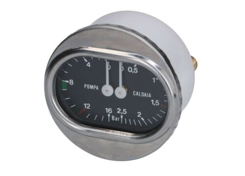 Rancilio Commercial Double Manometer - Professional Espresso Machine Pressure Gauge for Coffee Shops & Home Baristas | Perfect for Monitoring Brew & Steam Pressure