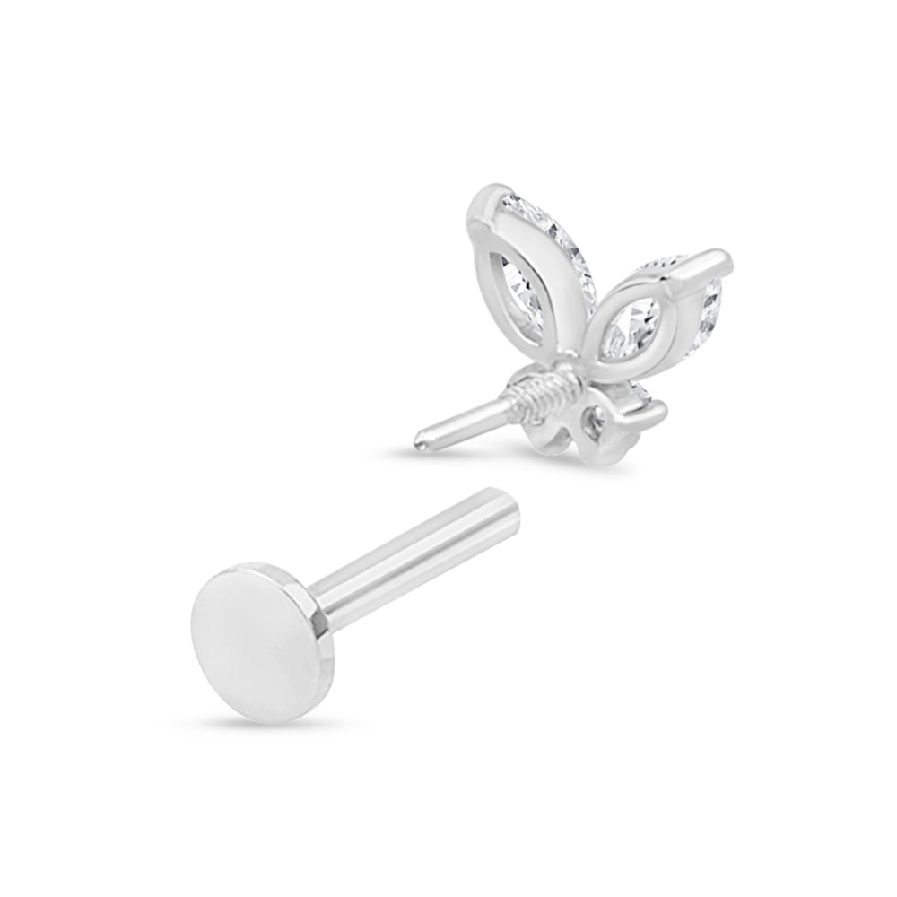 14k White Gold Fluttering Butterfly Flat Back Stud Earrings - Elegant & Dainty Jewelry for Women, Perfect for Everyday Wear, Parties & Special Occasions
