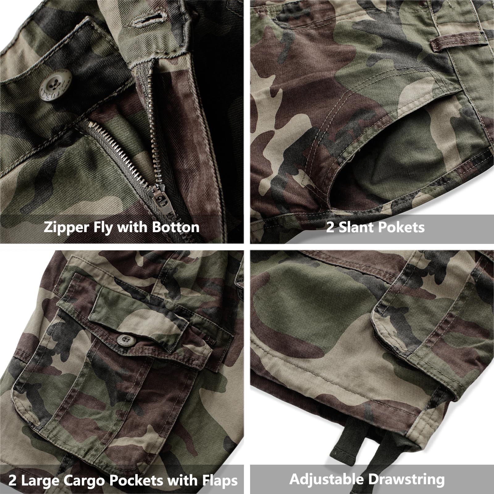 Men's Cargo Shorts - Relaxed Fit Camo Outdoor Hiking Shorts with Multiple Pockets | Casual Work & Adventure Wear for Summer Activities