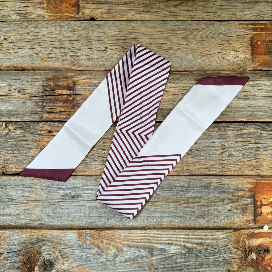 Burgundy & Cream Western Skinny Mini Wild Rag Scarf - Cowgirl Necktie for Women | Perfect for Rodeo, Horse Riding & Country Fashion Outfits #TW141