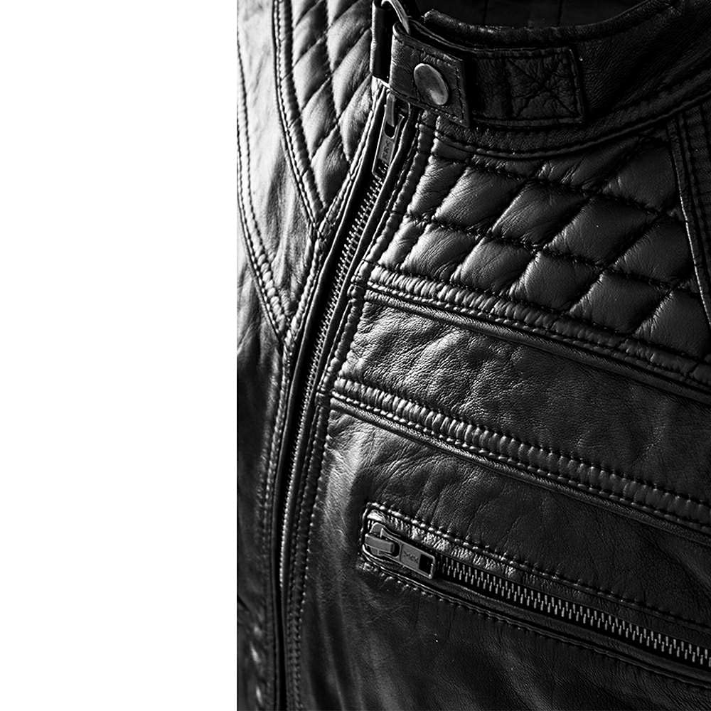 Genuine Leather Motorcycle Jacket for Men - Premium Sheepskin Biker Jacket with Zipper, Stylish & Durable for Riding & Casual Wear