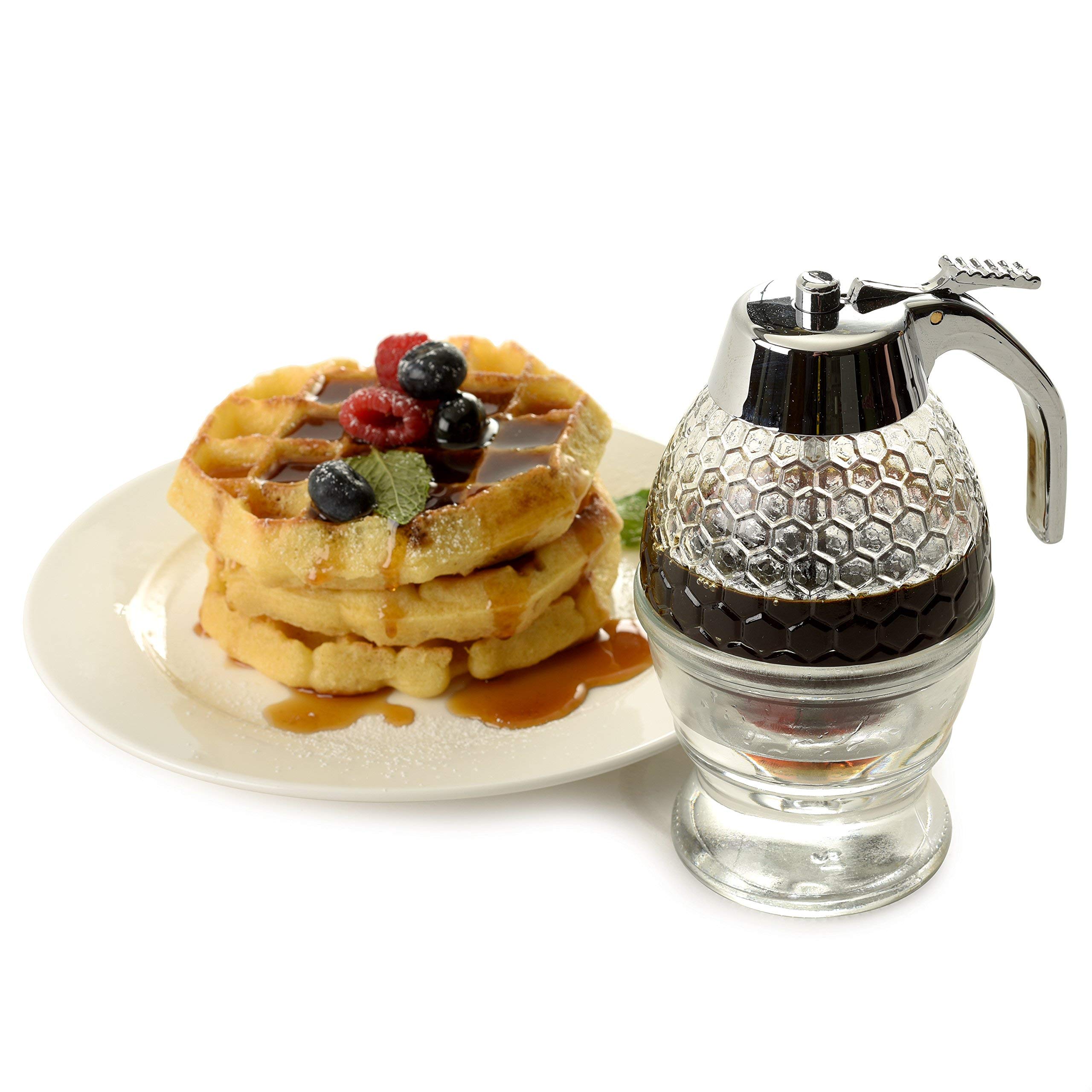 Norpro Premium Glass Honey and Syrup Dispenser with Drip-Free Spout - Perfect for Pancakes, Waffles, and Tea | Kitchen Essential for Easy Pouring