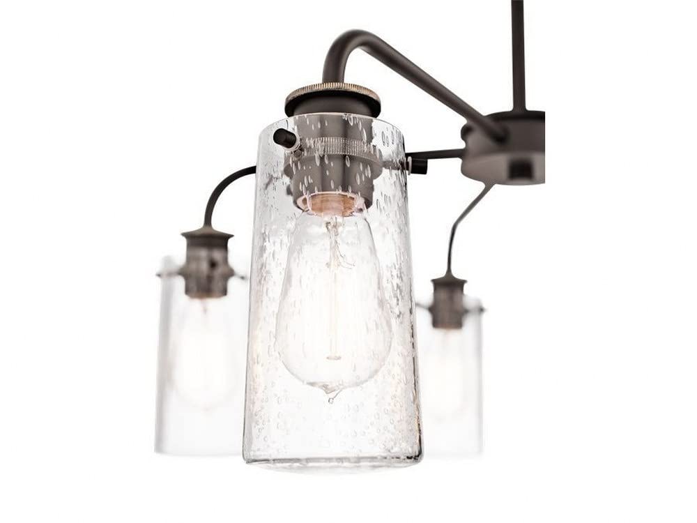 5-Light Modern Minimalist Chandelier with Clear Seeded Glass Shade - Classic Pewter Finish - Perfect for Dining Room, Living Room, and Bedroom Lighting