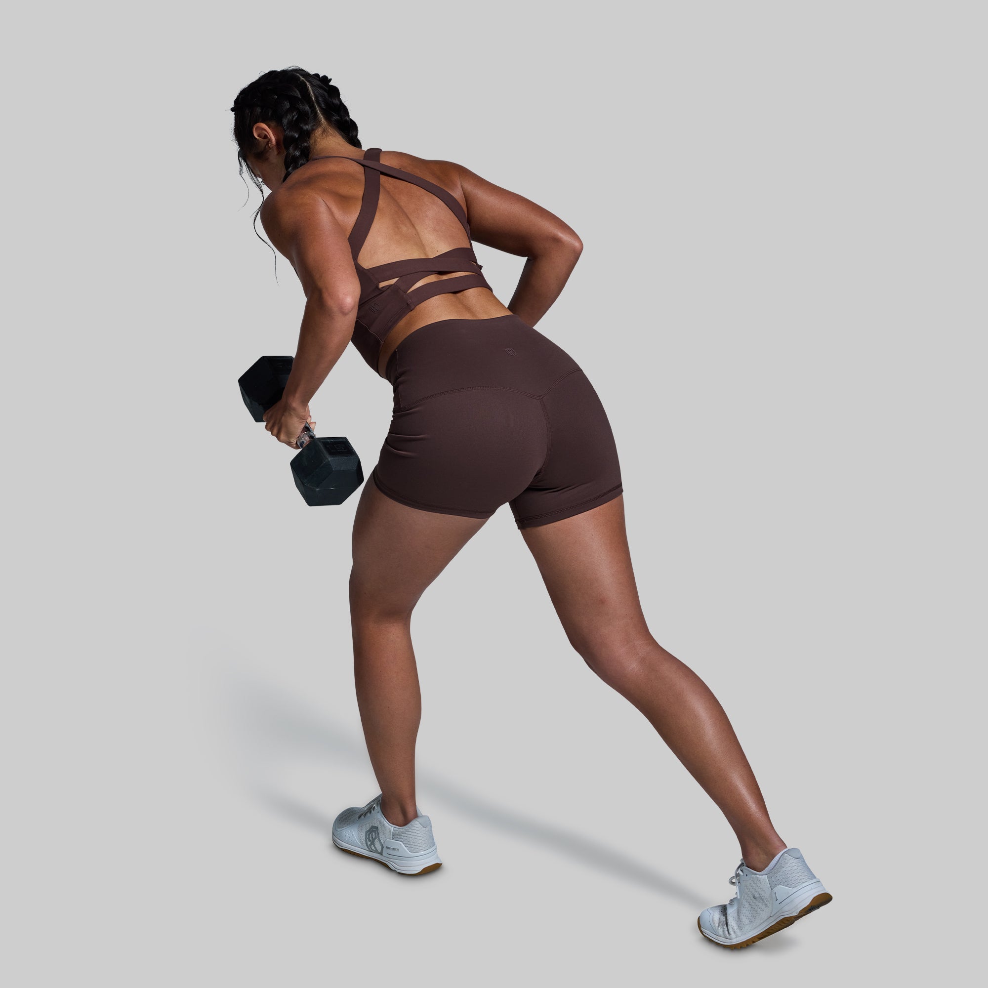 New Heights Booty Shorts for Women - High Waisted Workout Shorts (French Roast) | Gym, Running, Yoga & Lounge Wear