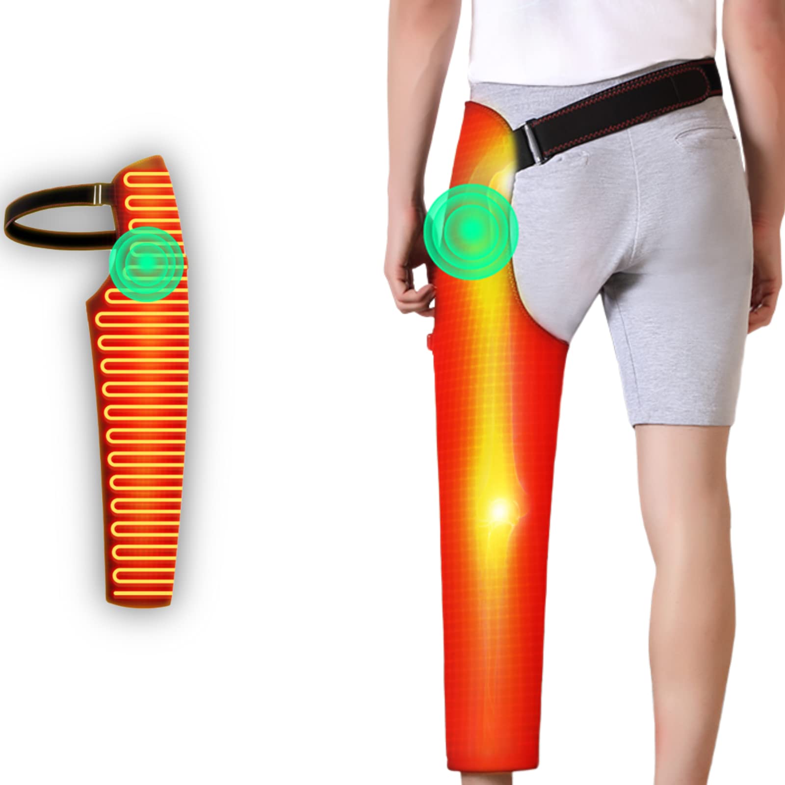 Heated Massage Wrap for Legs & Hips - 3 Heat Settings, Pain Relief & Muscle Relaxation for Men & Women - Perfect for Home Use, Circulation Boost, Swelling Reduction - Ideal for Post-Workout Recovery & Relaxation