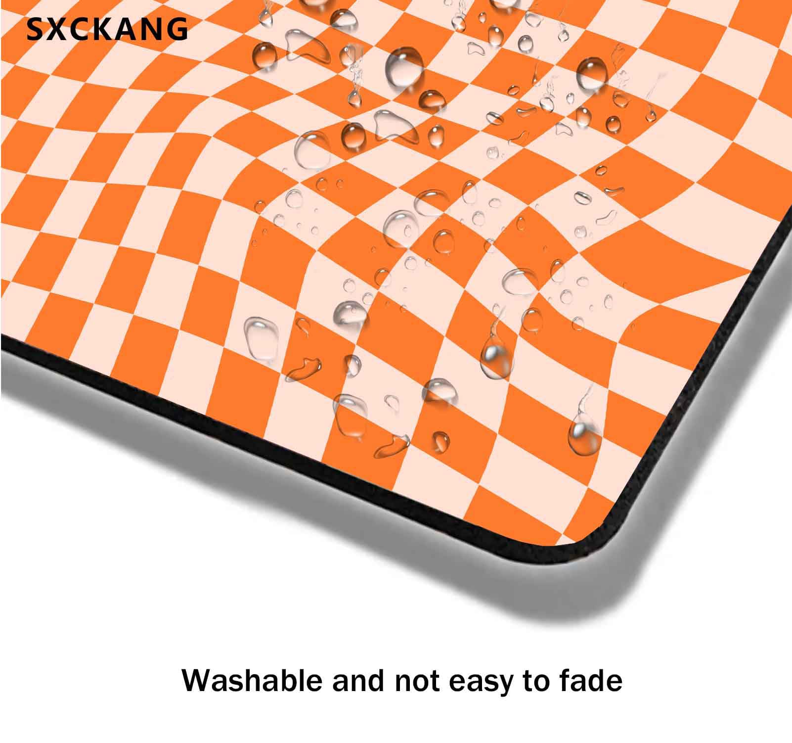 Orange Checkered Mouse Pad - Modern Pattern Non-Slip Desk Mat for Women, 7.9 x 7.9 Inch Office Accessories - Perfect for Work, Gaming & Home Decor