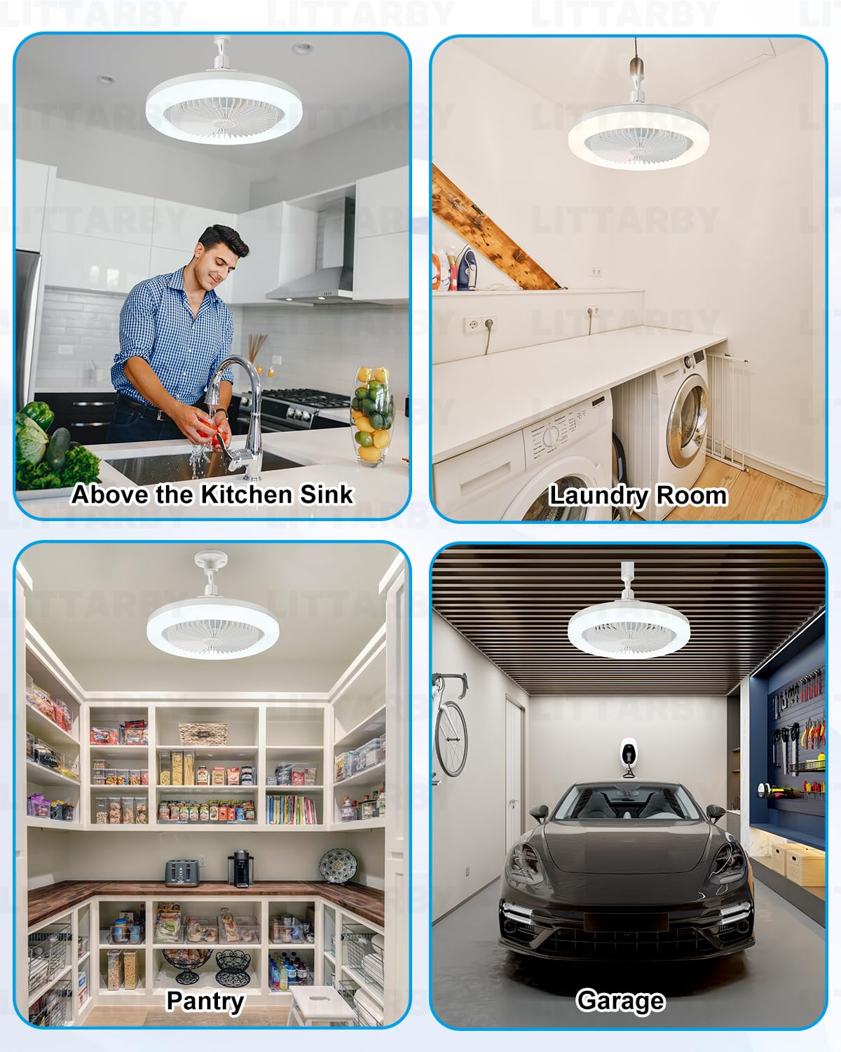 Remote Control Socket Fan Light - 3 Colors (3000K-6500K) Dimmable LED Ceiling Fan Bulb for Bedroom, Kitchen, Closet | Energy Efficient Wireless Small Ceiling Fan with Light | Perfect for Home Cooling & Air Circulation
