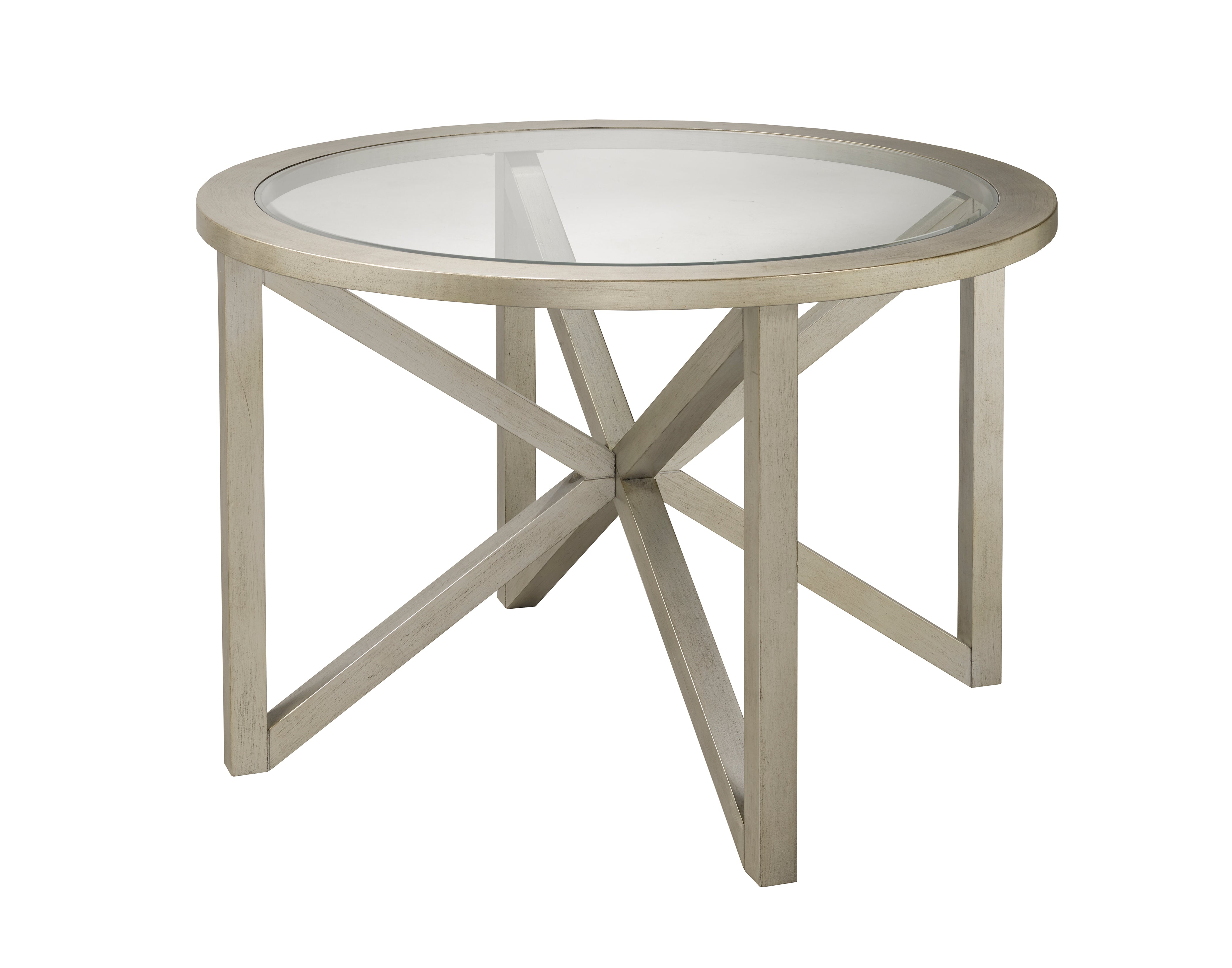 Bella Round Dining Table - Champagne/Silver Finish - Elegant Modern Kitchen & Dining Room Furniture for Small Spaces