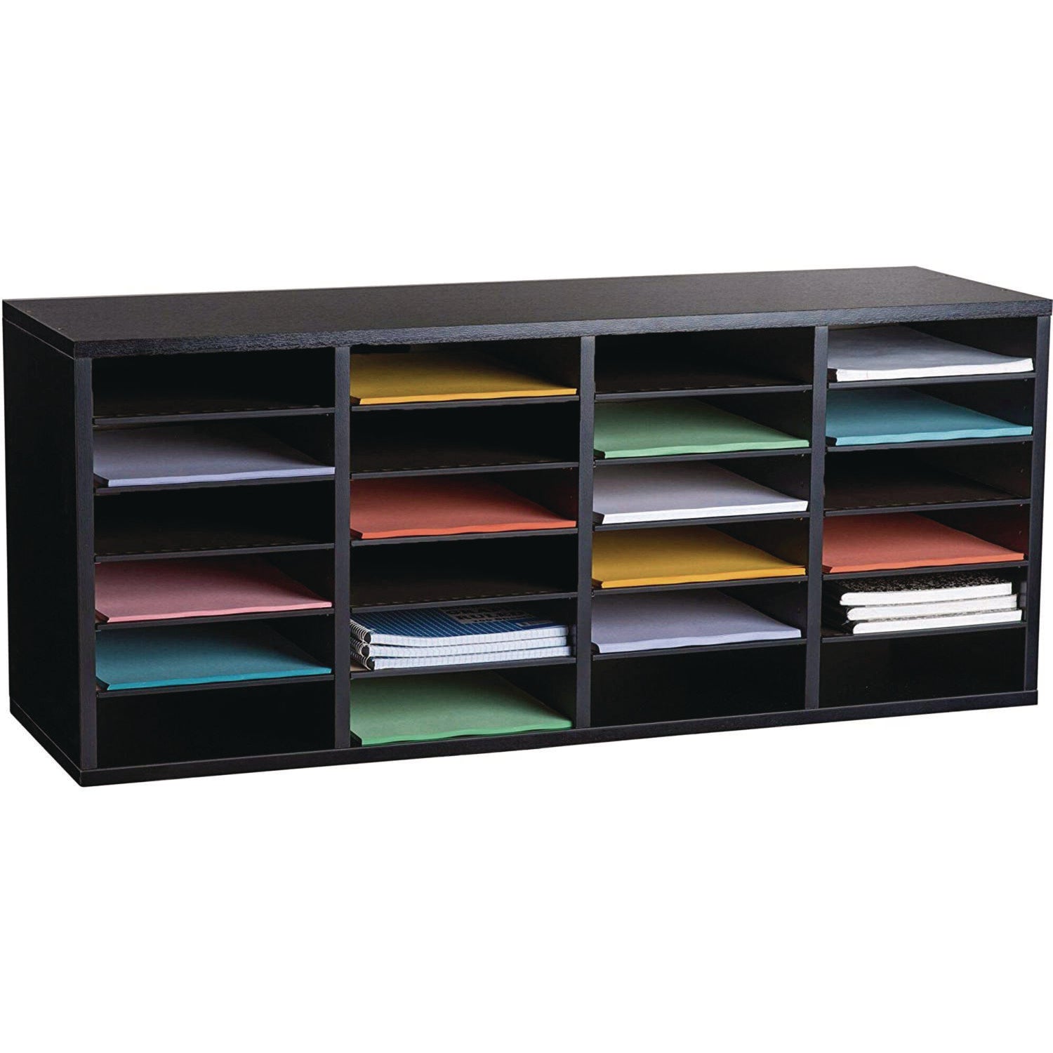 AdirOffice Wooden Letter Size Literature Organizer - 24 Adjustable Compartments, 39.3