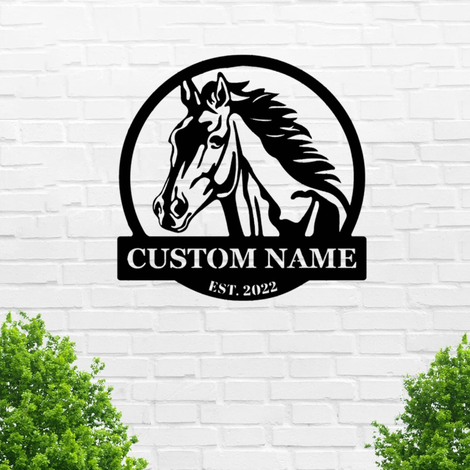 Custom Personalized Metal Wall Art - Horse Farm Name Sign - Unique Gift for Horse Lovers - Rustic Home & Barn Decor for Western Style Living Rooms, Stables & Equestrian Centers