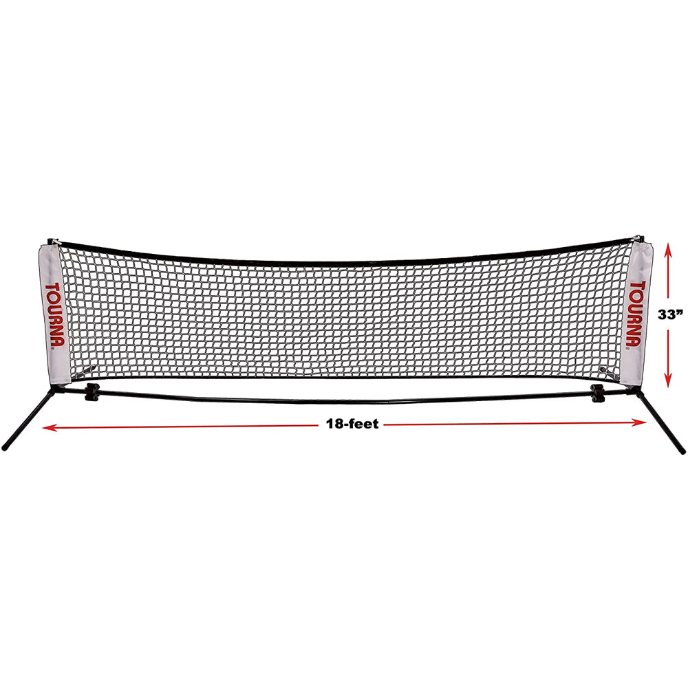 Tourna 18 Foot Portable Mini Tennis Net for Backyard, Kids Training & Recreational Play - Lightweight & Easy Setup for Outdoor/Indoor Use