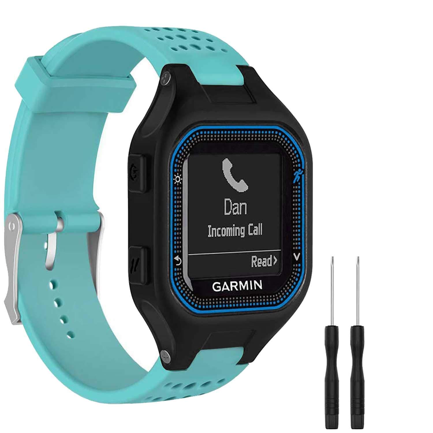GVFM Soft Silicone Replacement Watch Band Strap Compatible with Garmin Forerunner 25 GPS Running Watch - Durable & Comfortable Fitness Tracker Accessory for Jogging, Workouts & Daily Wear