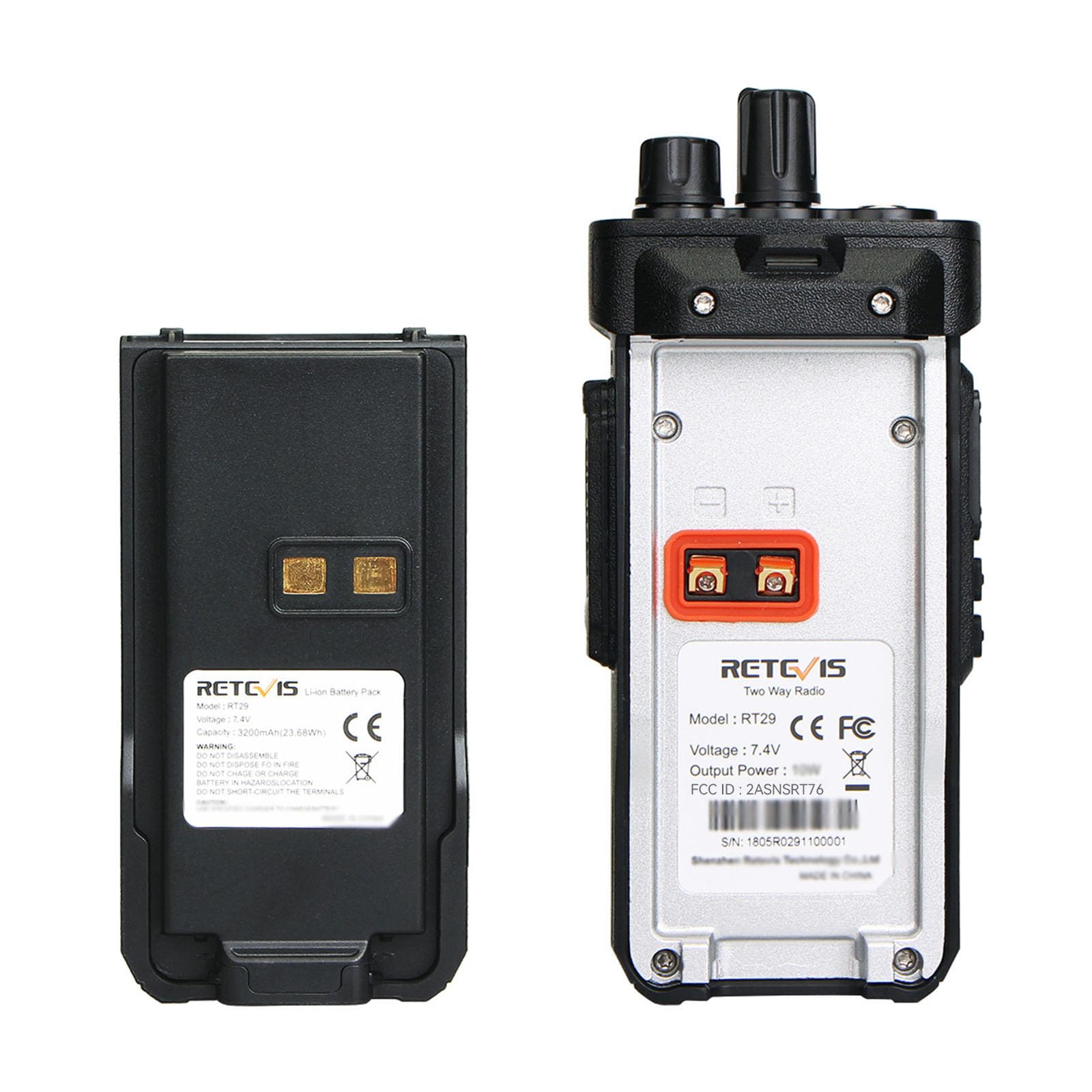 Retevis RT29 Long Range High Power Two Way Radio - 4 Pack Heavy Duty Walkie Talkies with 3200mAh Battery & Waterproof Speaker Mic for Business, Commercial, School Use | Construction, Warehouse, Event Communication